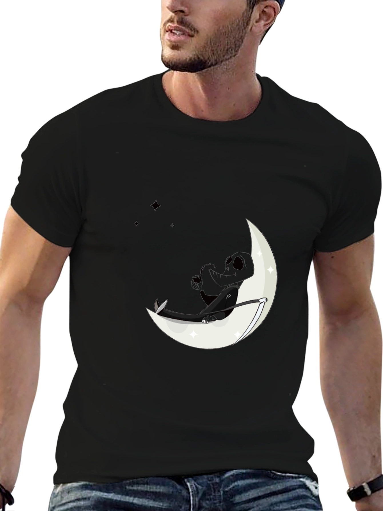 Black Moon Dreamer Graphic Tee - Black Cotton Comfort view 6