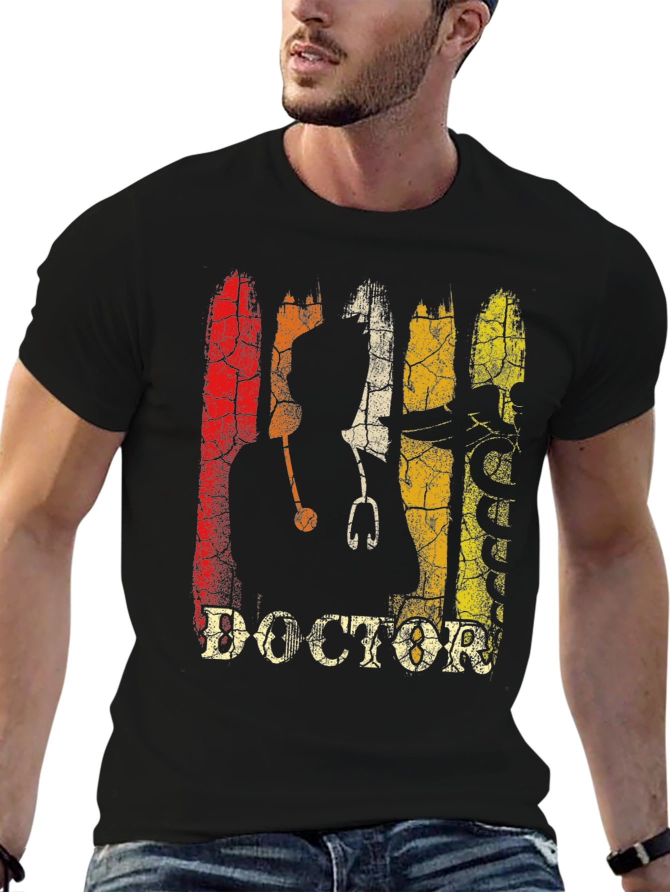 Black Vintage Doctor Graphic T-Shirt - Medical Professional Apparel view 6