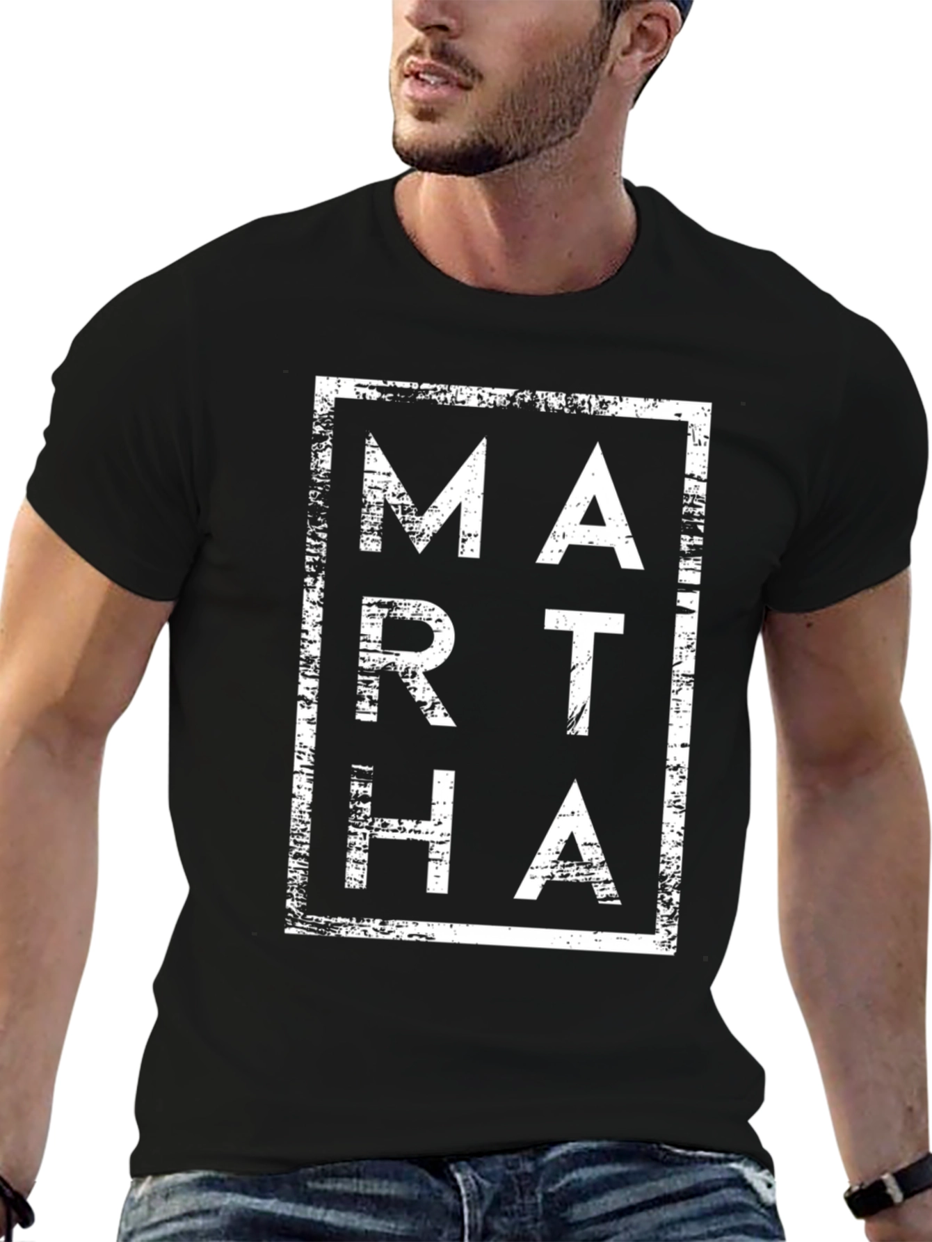 Black Martha Graphic Tee - Trendy Black Shirt view 6