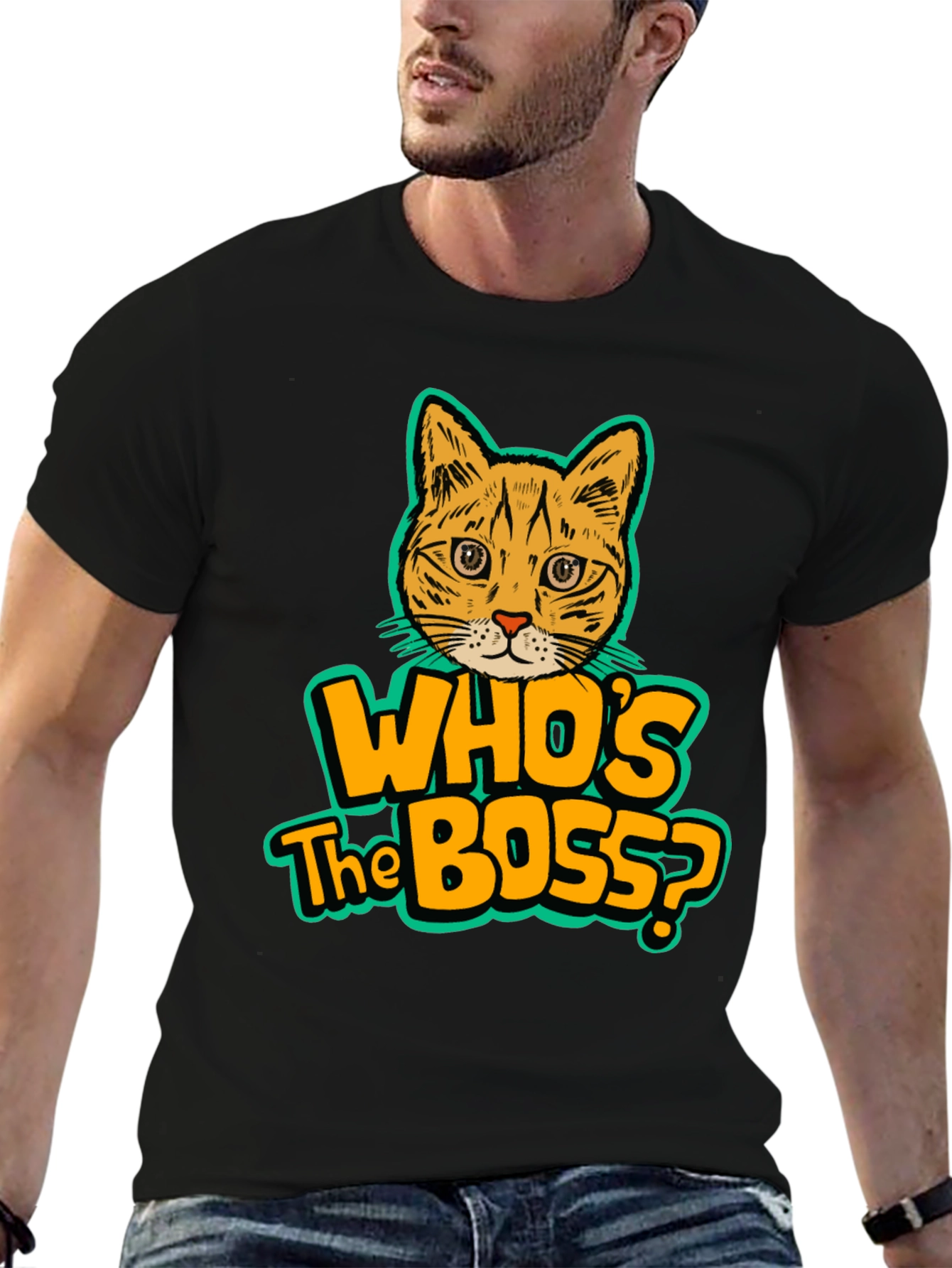 Black Who's the Boss Cat Graphic Tee view 6