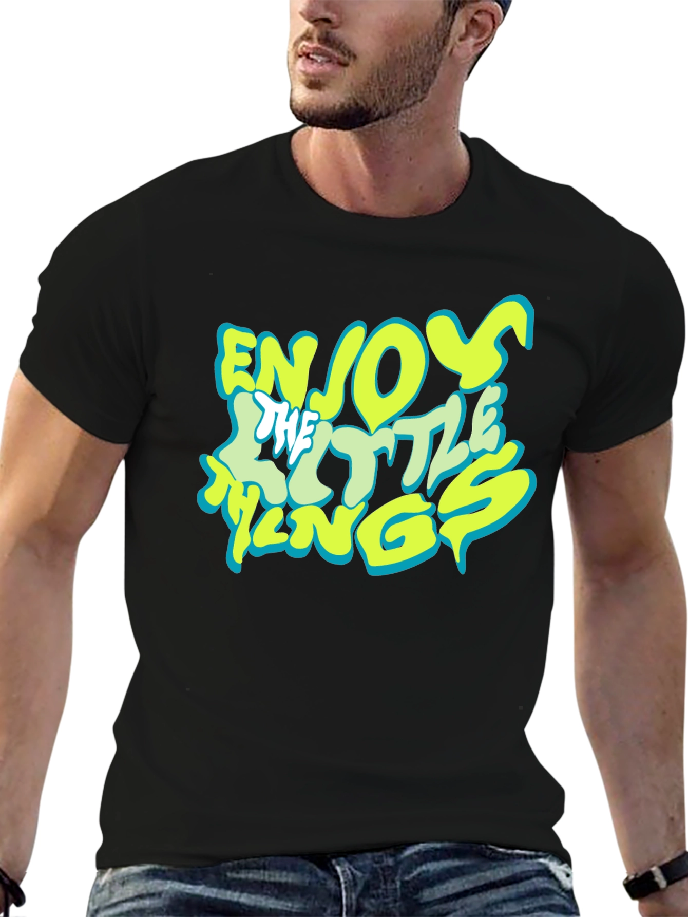 Black Enjoy The Little Things Black Graphic Tee view 6