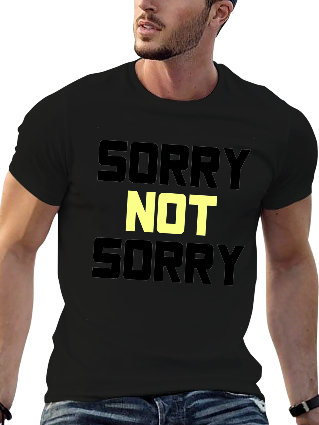 Black Sorry Not Sorry Graphic T-Shirt - Bold Statement Tee view 6