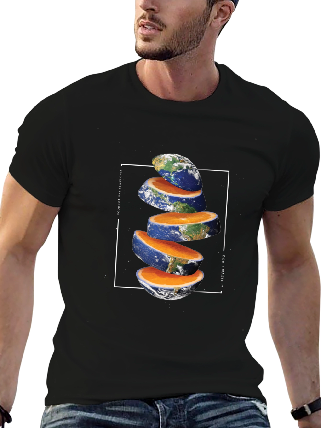 Black Sliced Earth Graphic Tee - Unique Environmental Design view 6