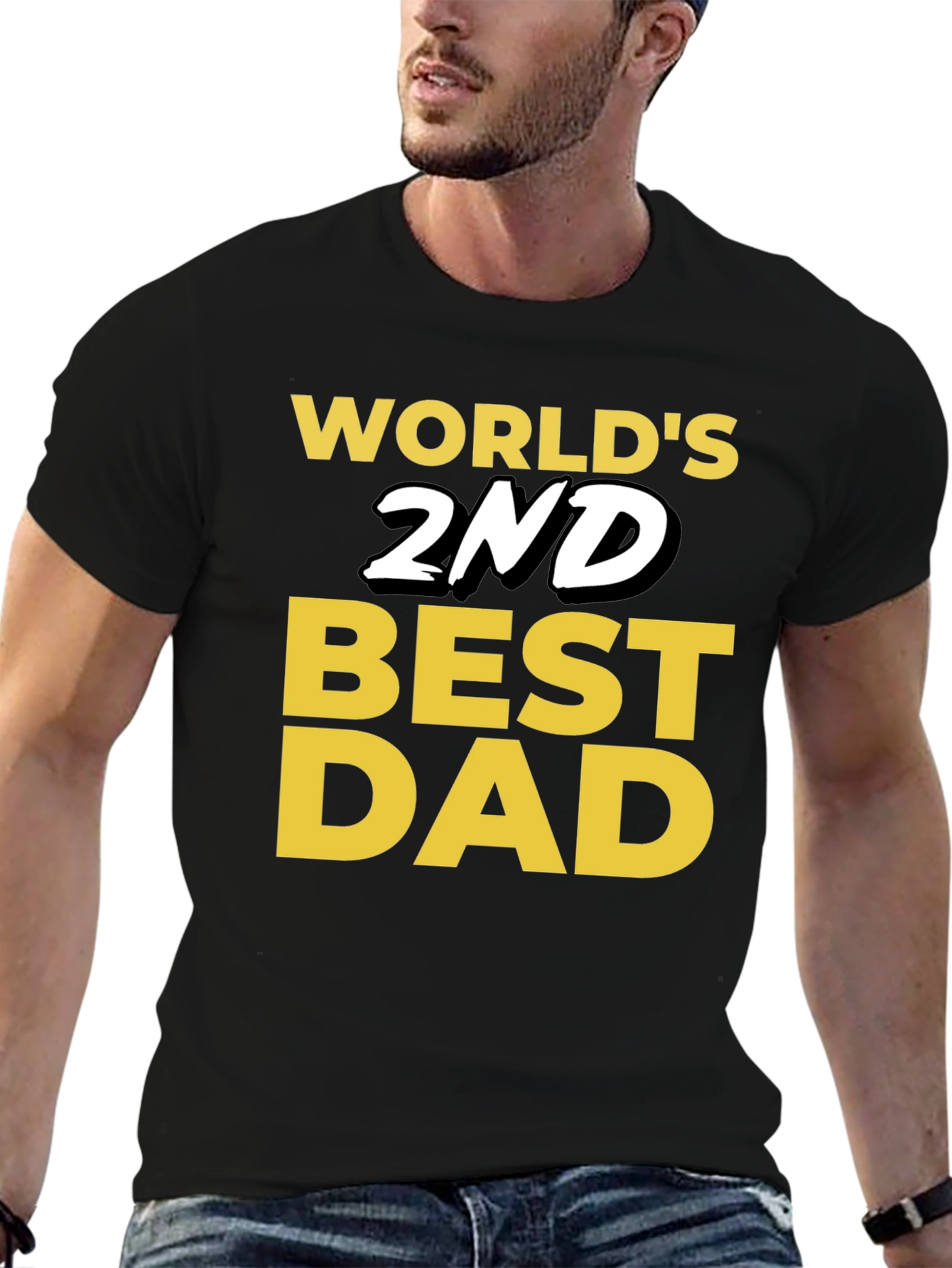 Black World's 2nd Best Dad T-Shirt - Funny Father's Day Gift view 6