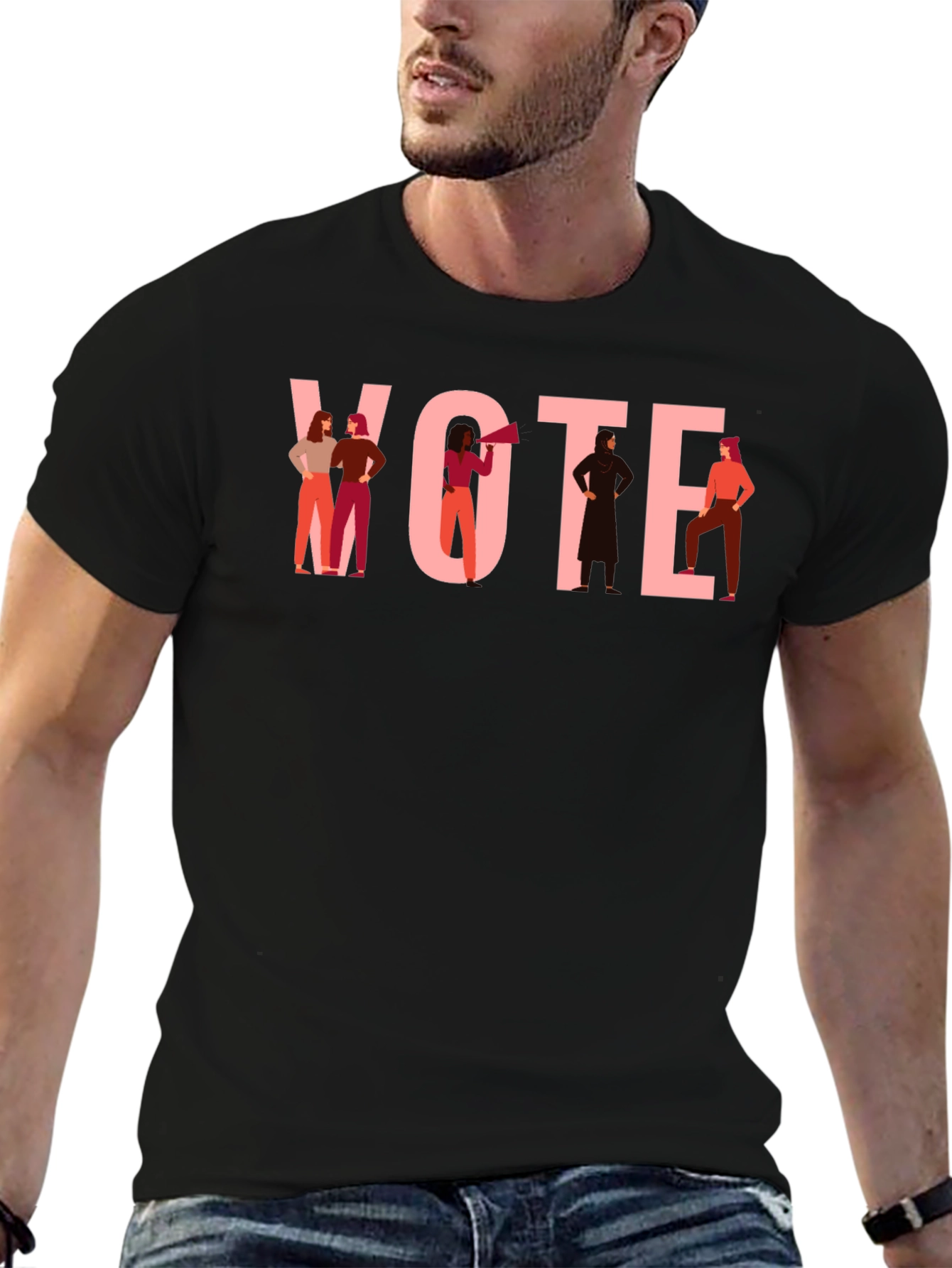Black Feminist Vote Graphic Tee - Black view 6