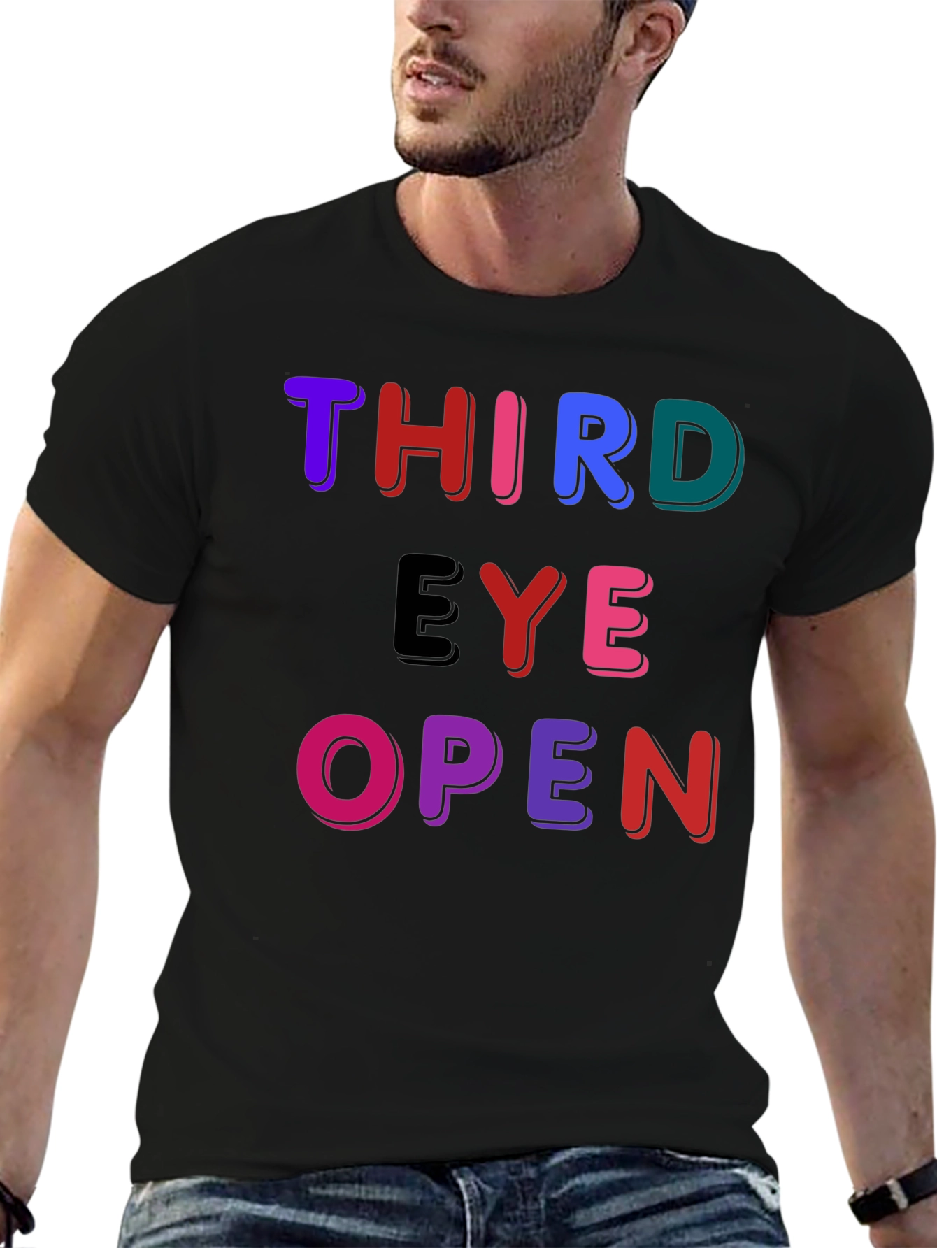 Black Third Eye Open Graphic Tee - Unisex Black T-Shirt view 6