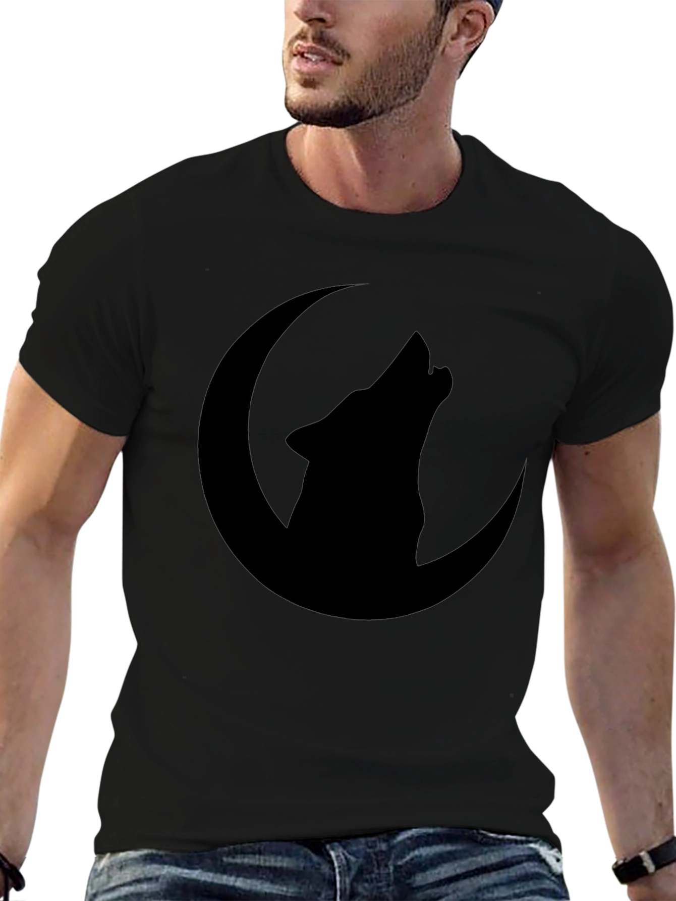 Black Wolf Moon Graphic T-Shirt - Black view 6