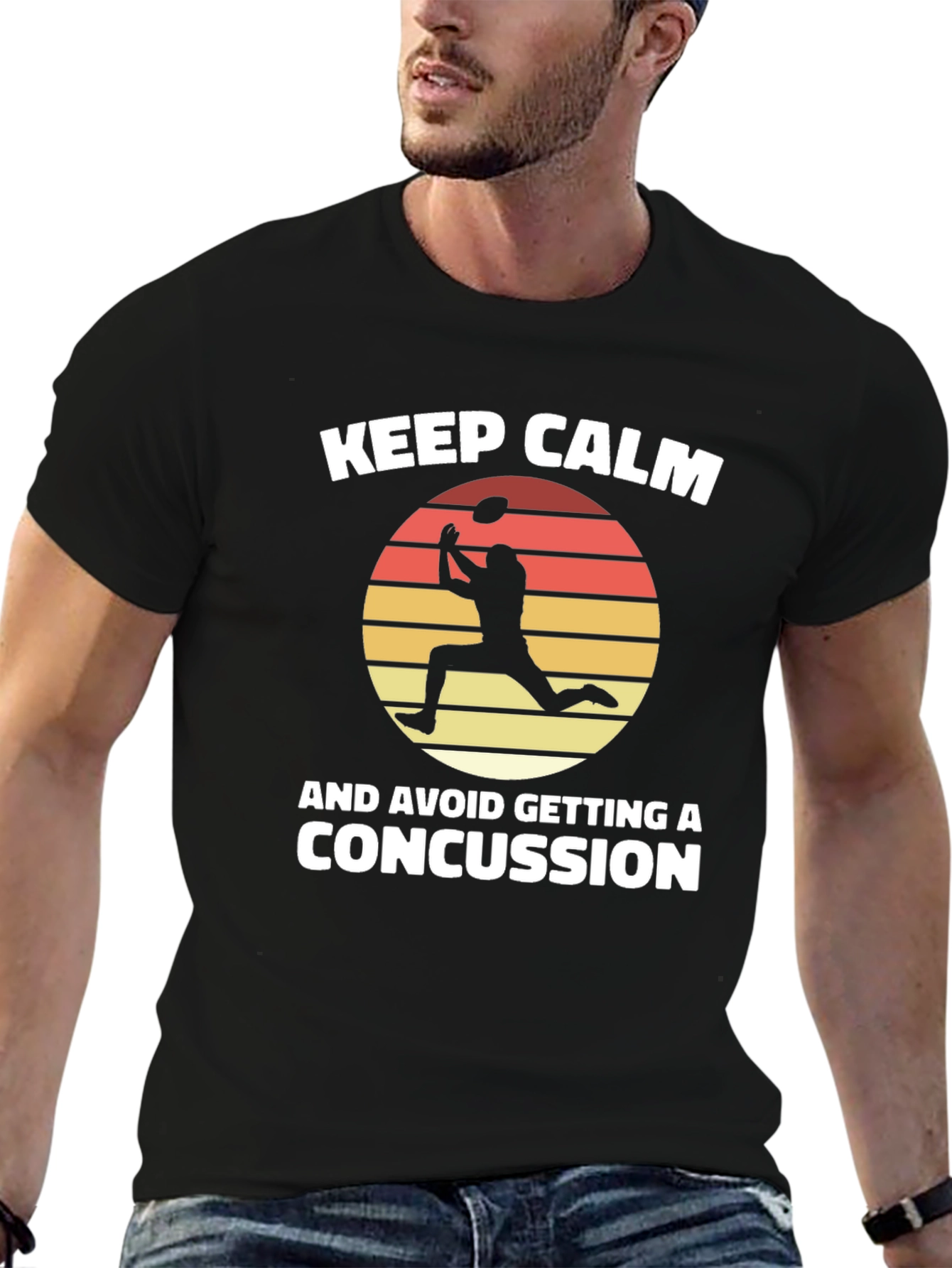 Black Keep Calm Football Black T-Shirt view 6
