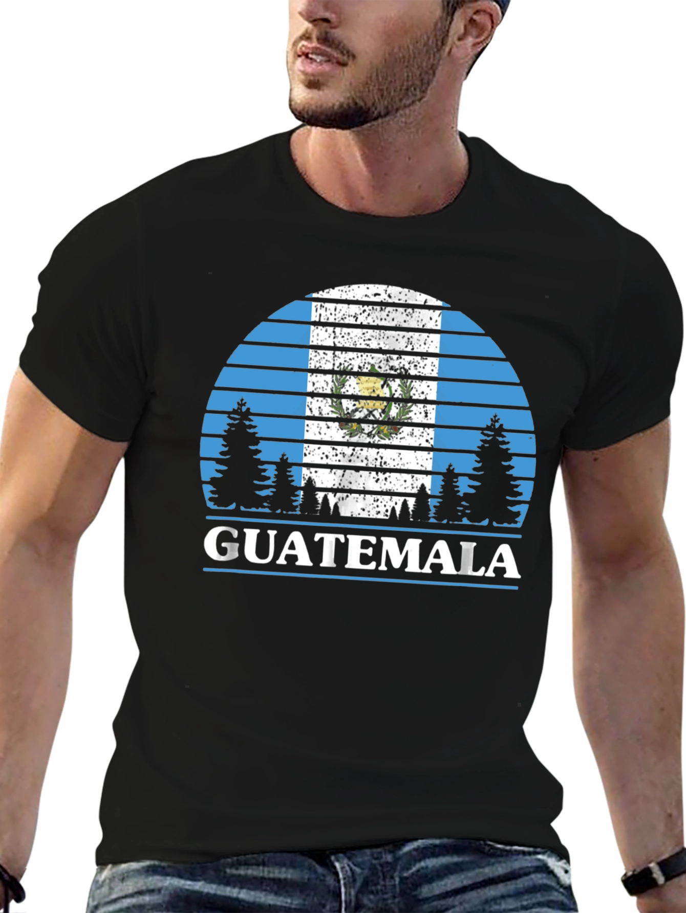 Black Guatemala Flag T-Shirt - Outdoor Design view 6