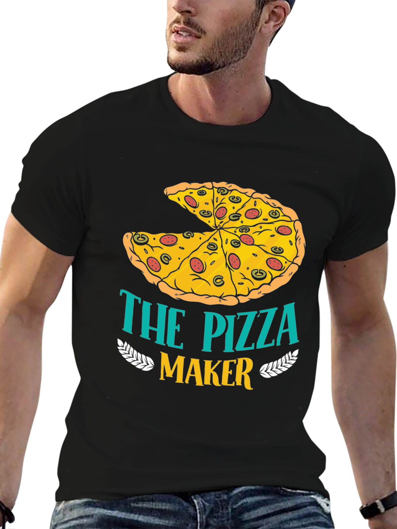 Black The Pizza Maker T-Shirt - Funny Foodie Tee view 6