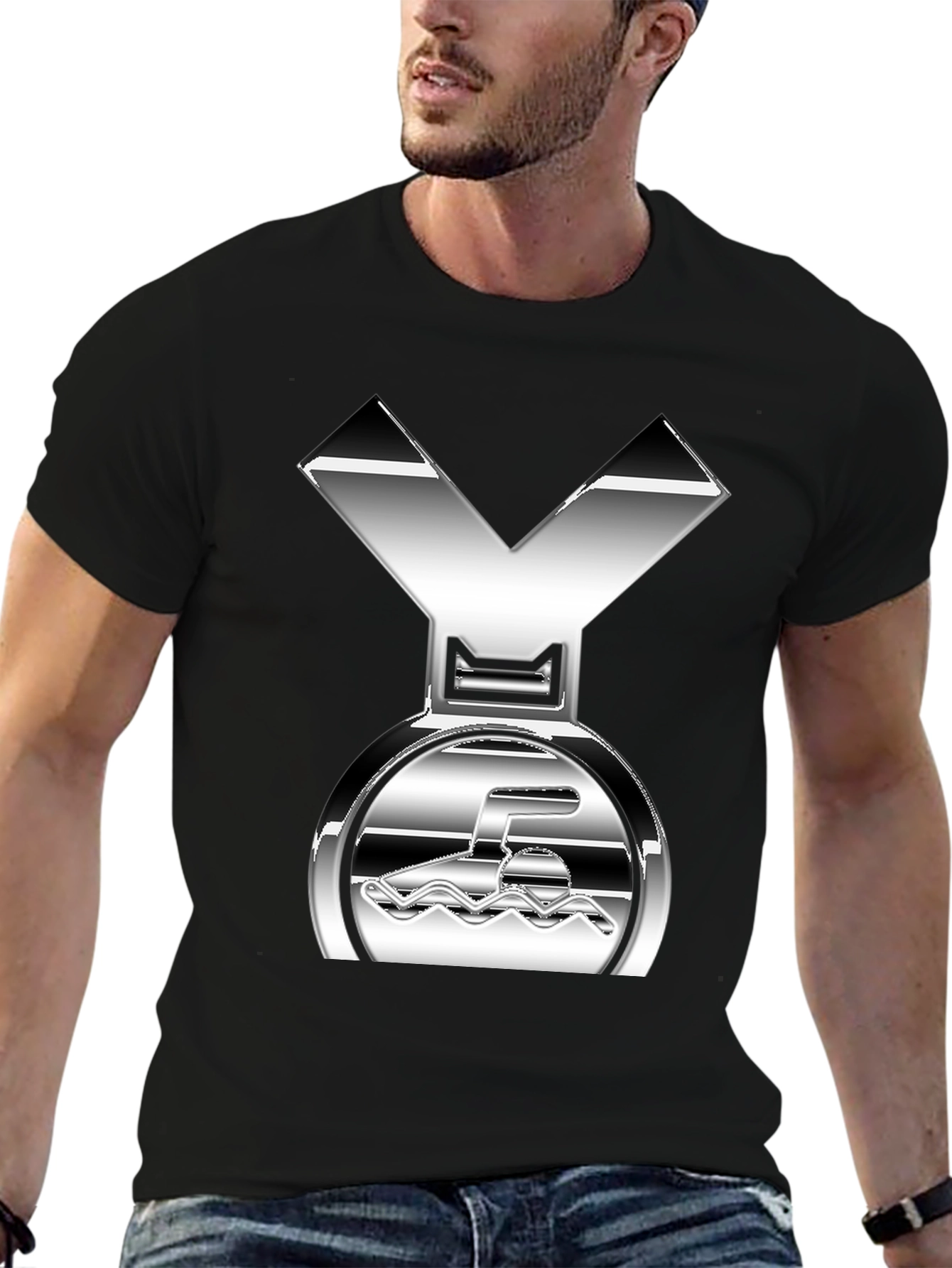 Swimming Medal Graphic Tee - Silver Design - 6