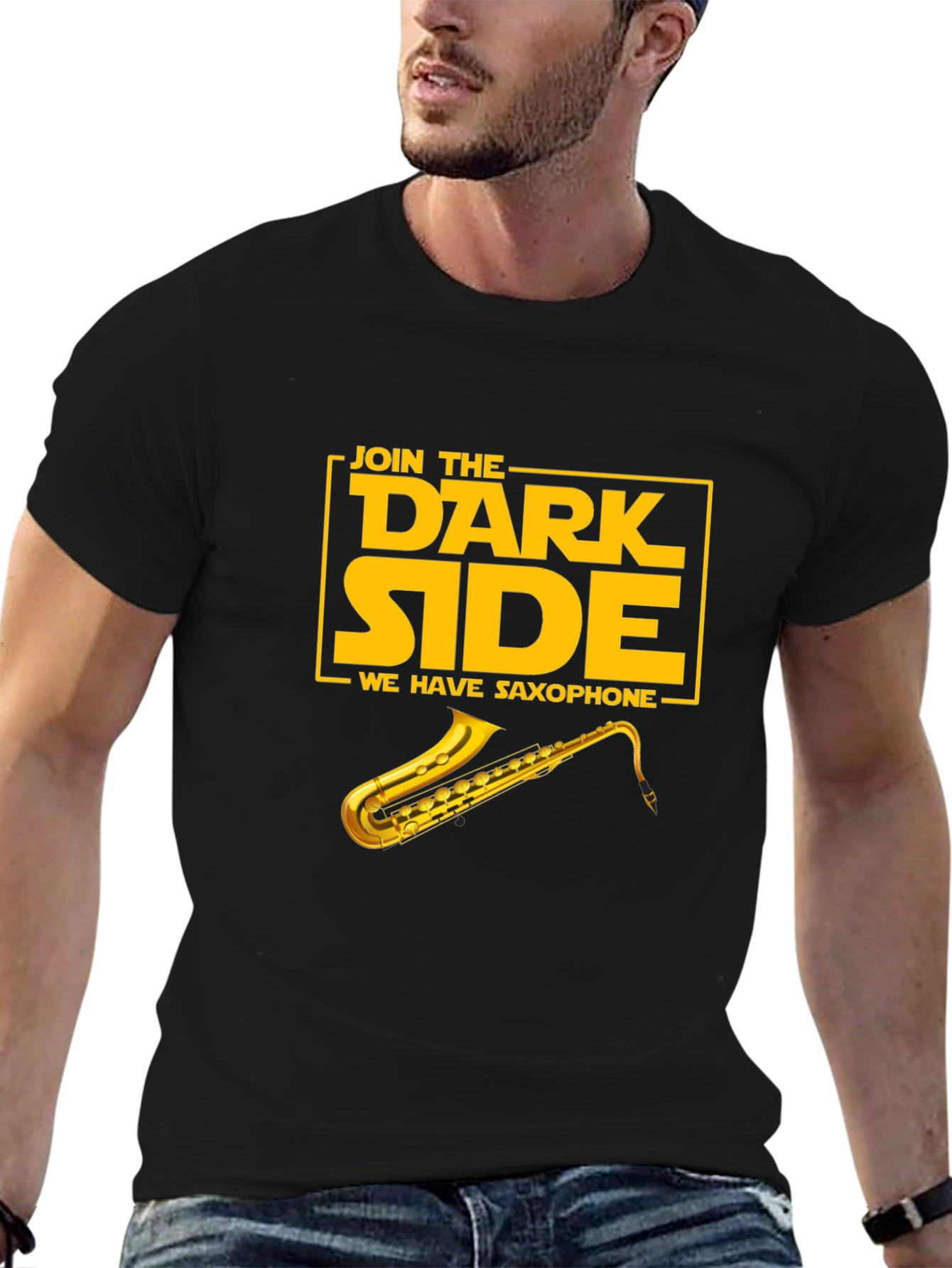 Black Join the Dark Side Saxophone Graphic T-Shirt view 6