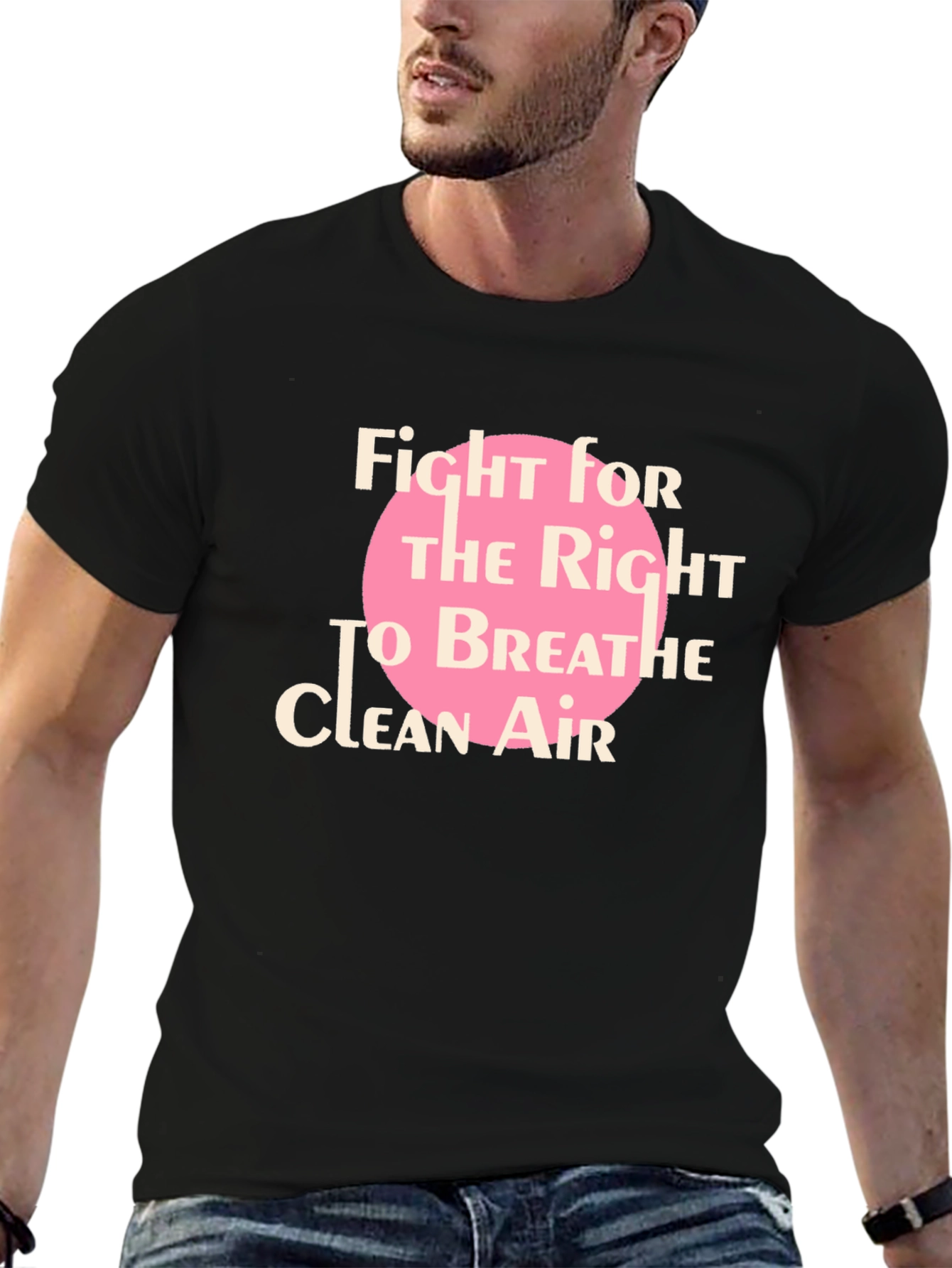 Black Fight for Clean Air Black T-Shirt view 6