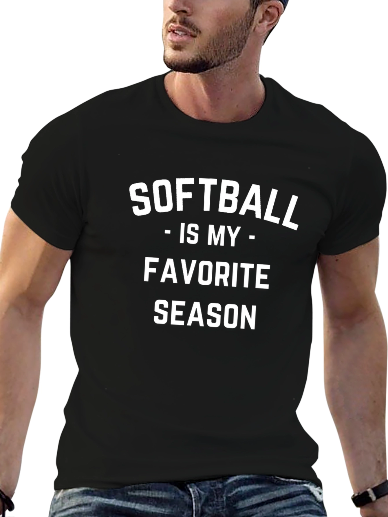 Black Softball Is My Favorite Season T-Shirt view 6