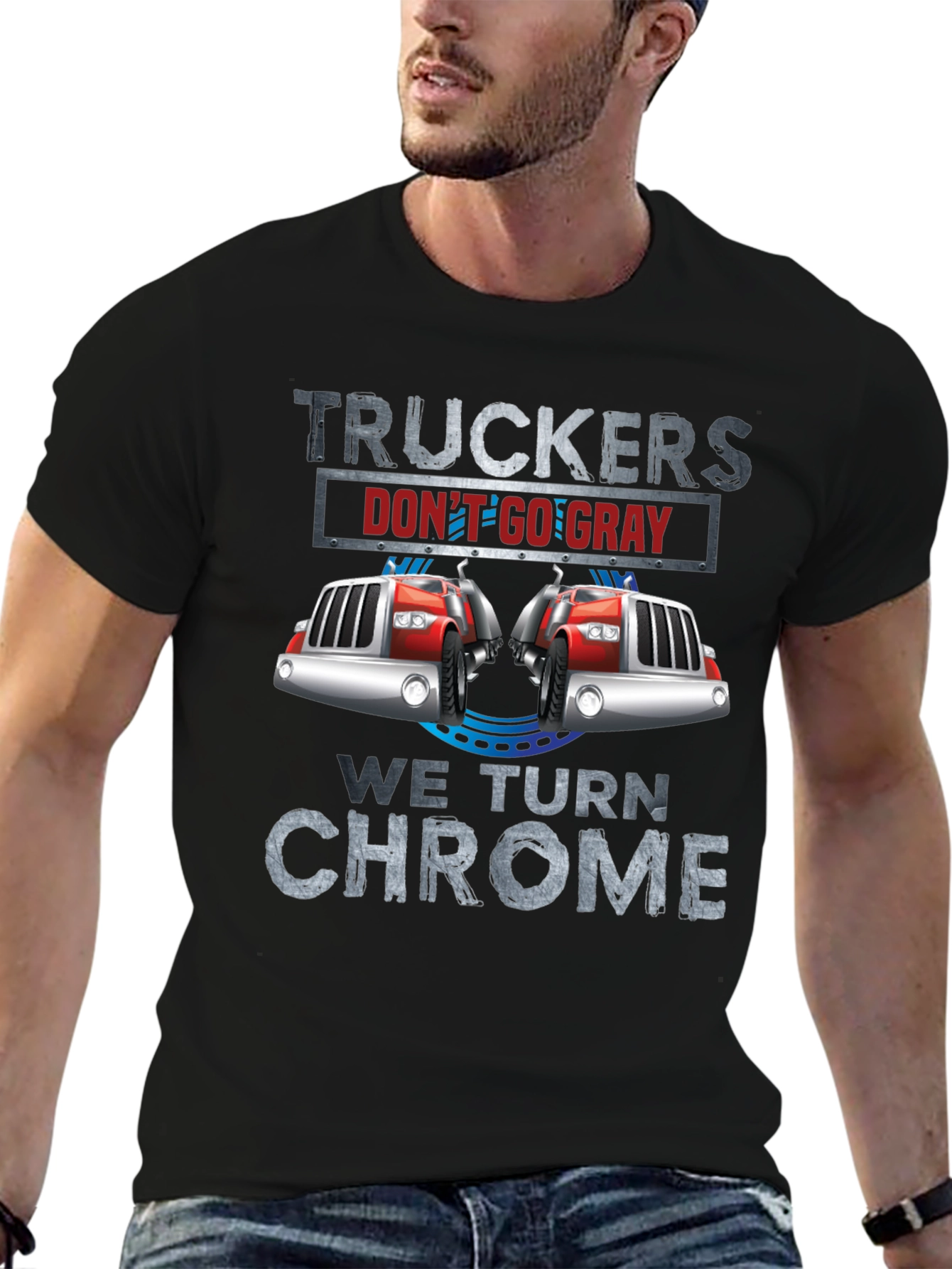 Black Truckers Don't Go Gray T-Shirt view 6