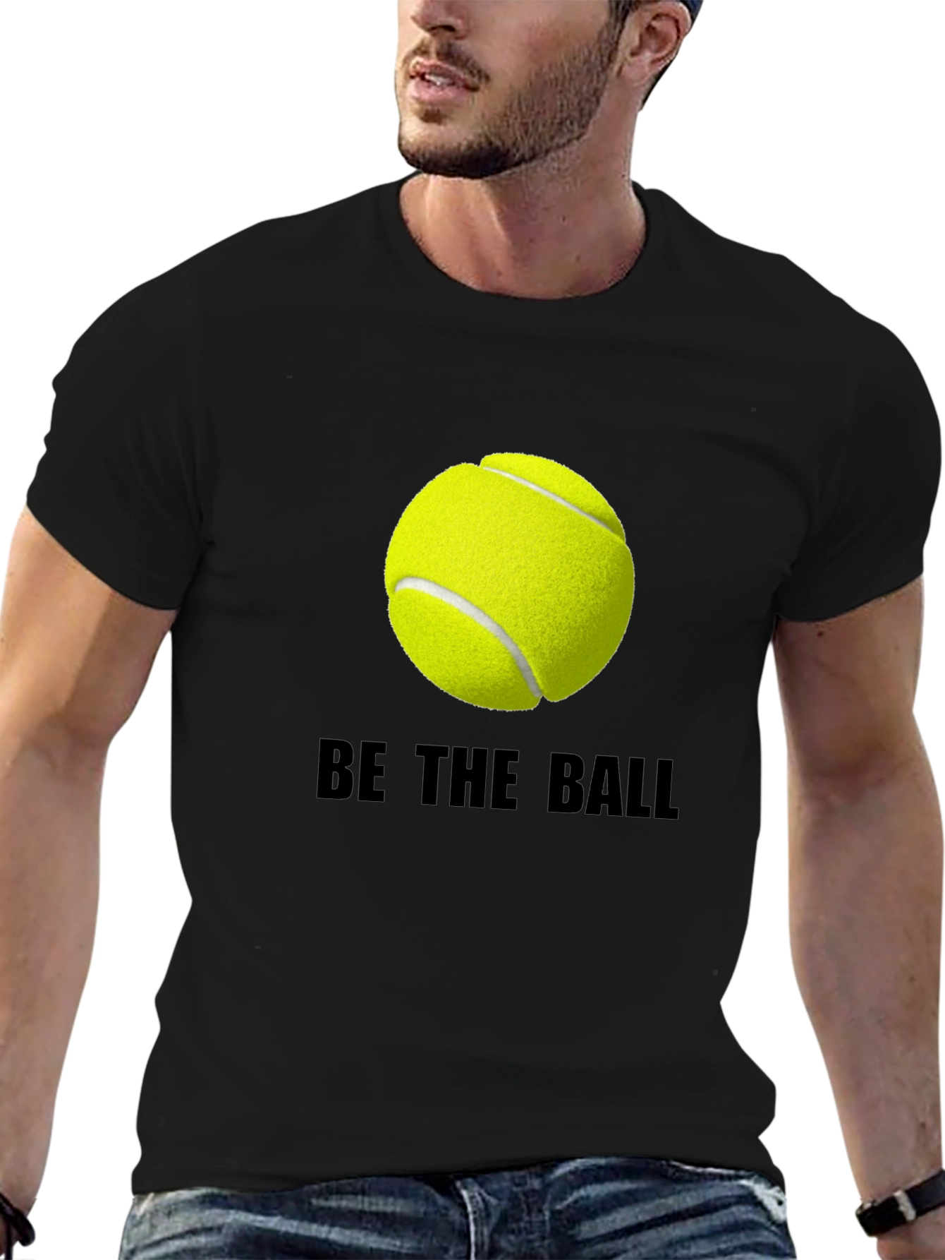 Black Be The Ball Tee: Tennis Graphic T-Shirt view 6