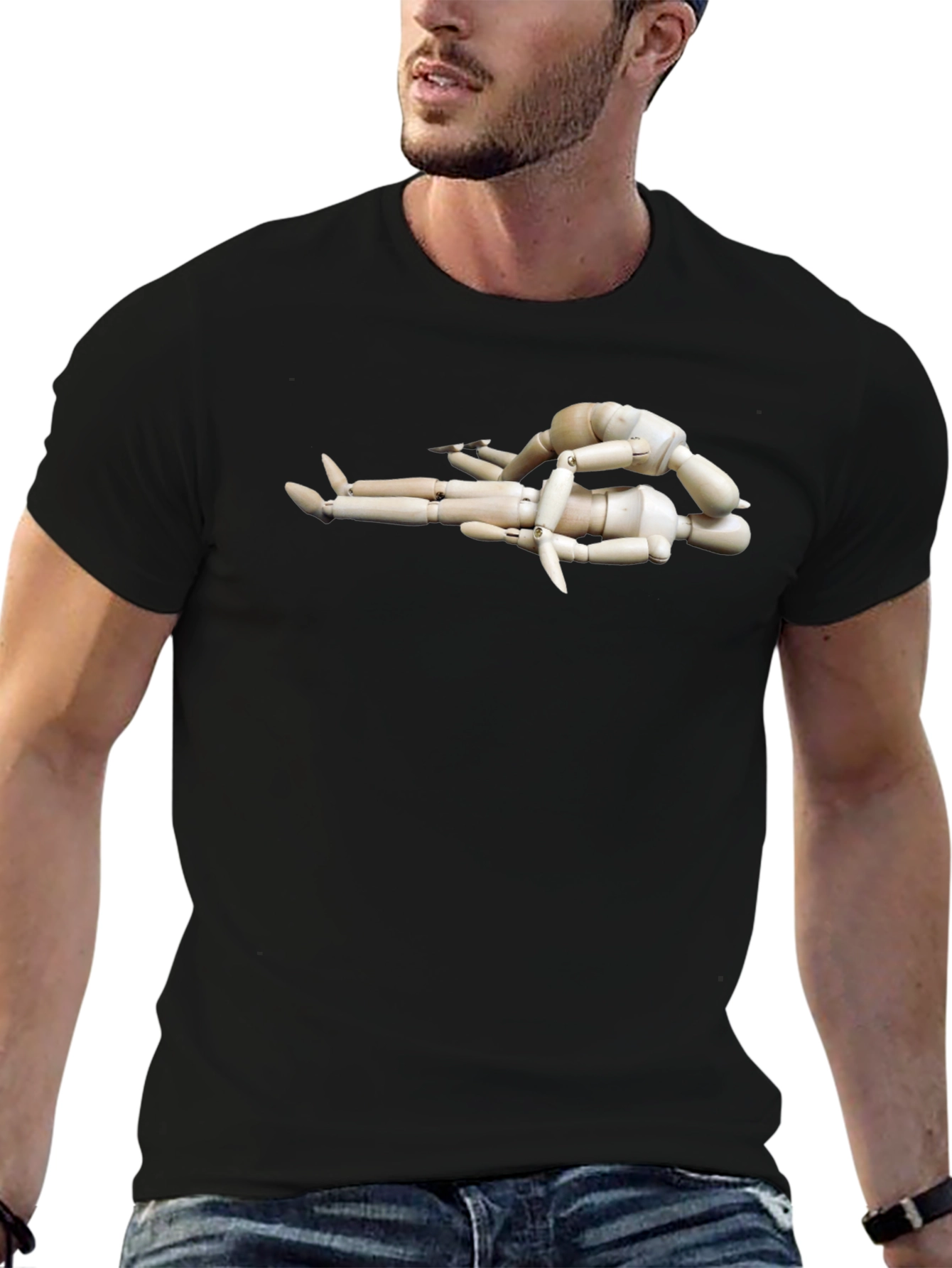 Black Artistic Wooden Mannequin T-Shirt view 6