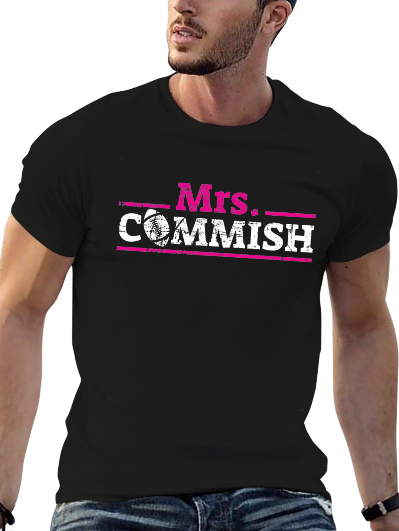 Black Mrs. Commish Football T-Shirt view 6