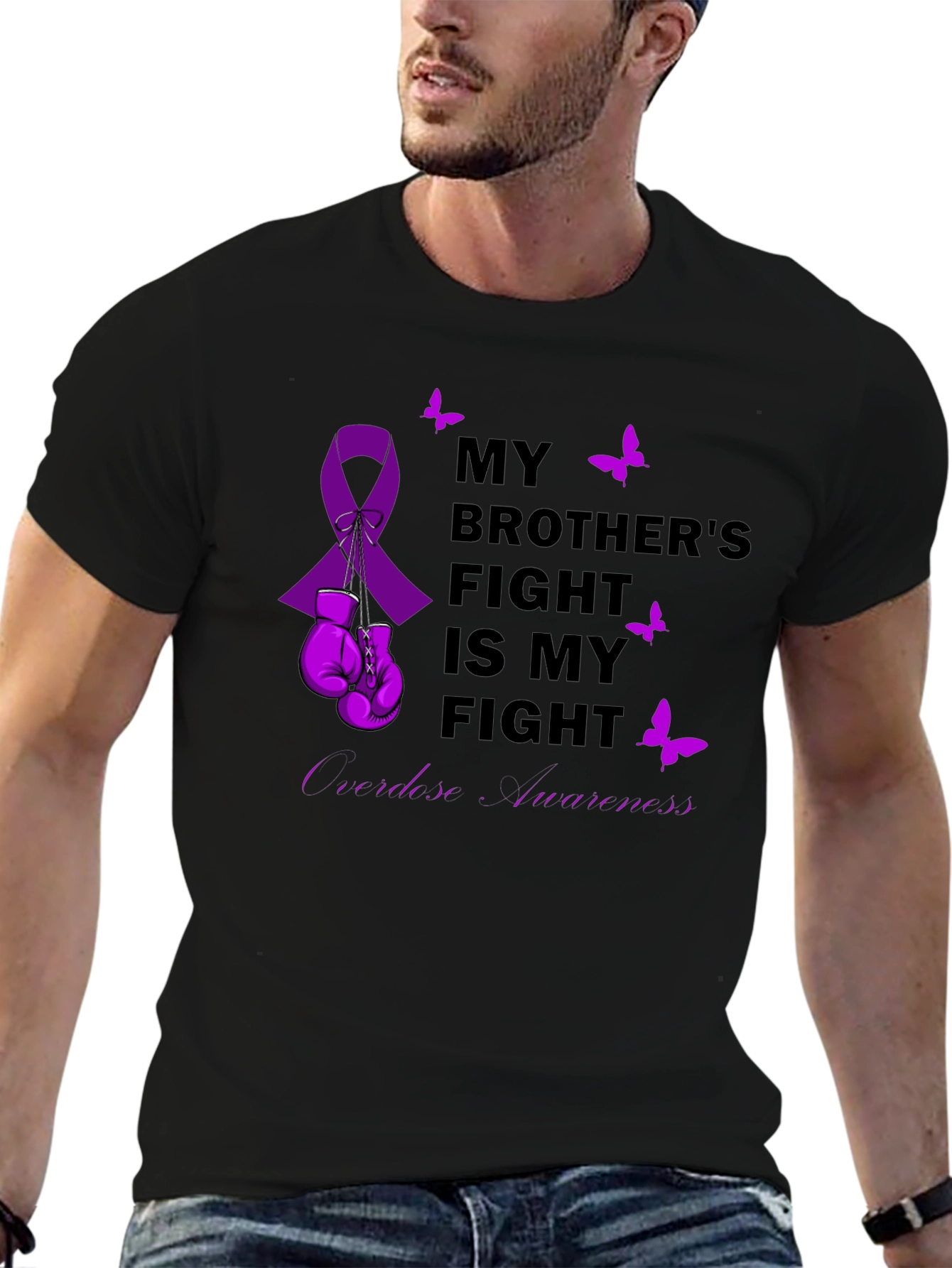 Black My Brother's Fight T-Shirt - Overdose Awareness  view 6