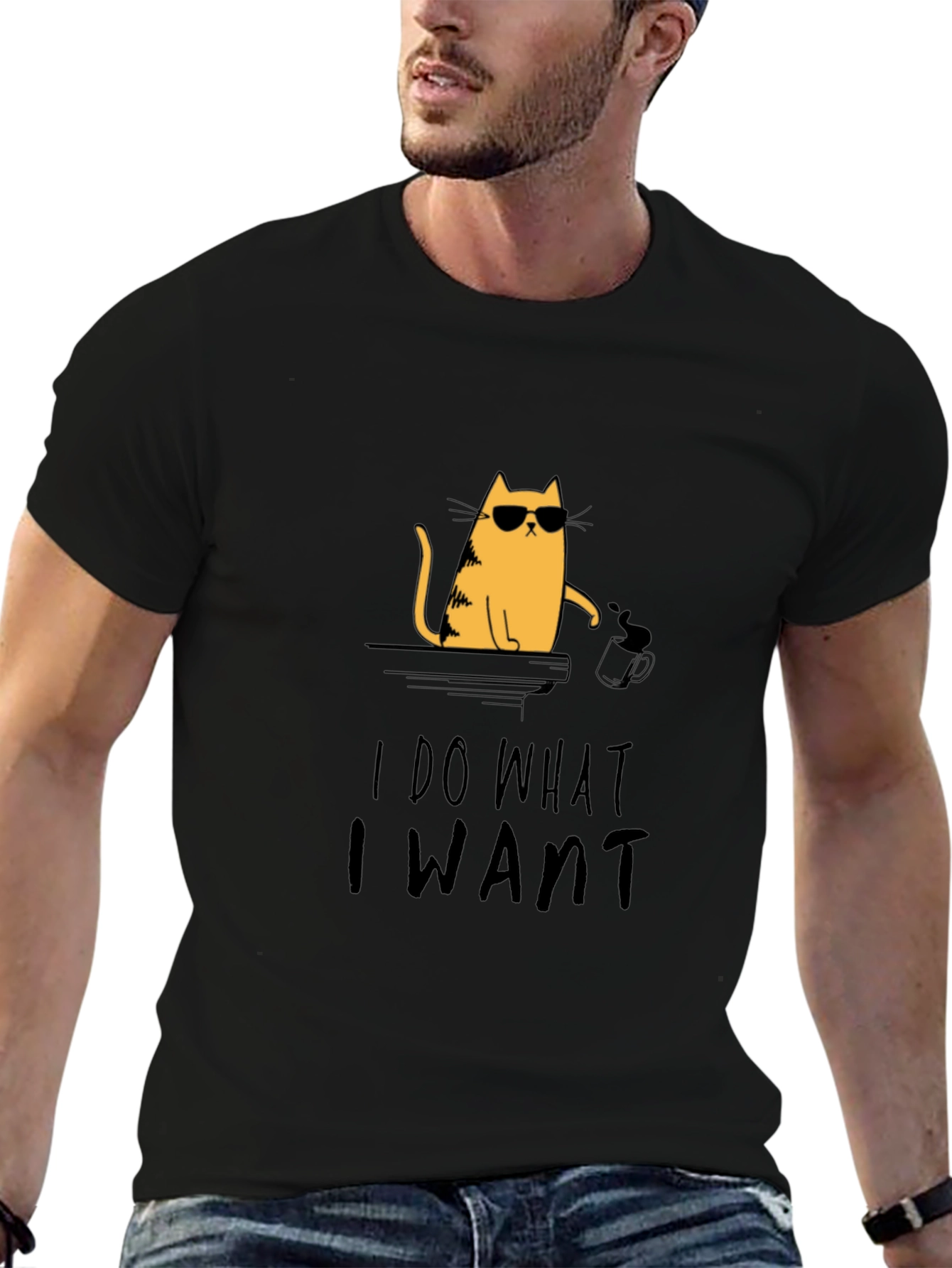 Black I Do What I Want Cat Graphic Tee - Cool & Casual Black T-Shirt view 6