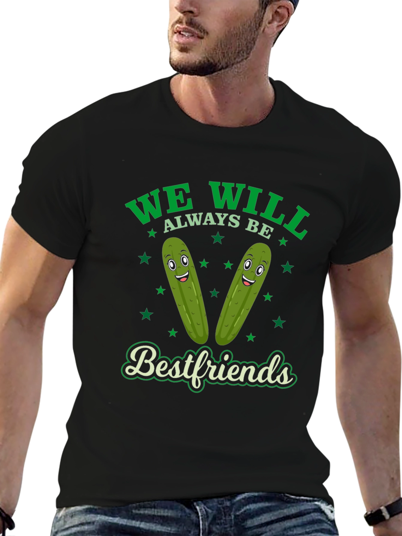 Black Funny Pickle Best Friends Graphic T-Shirt view 6