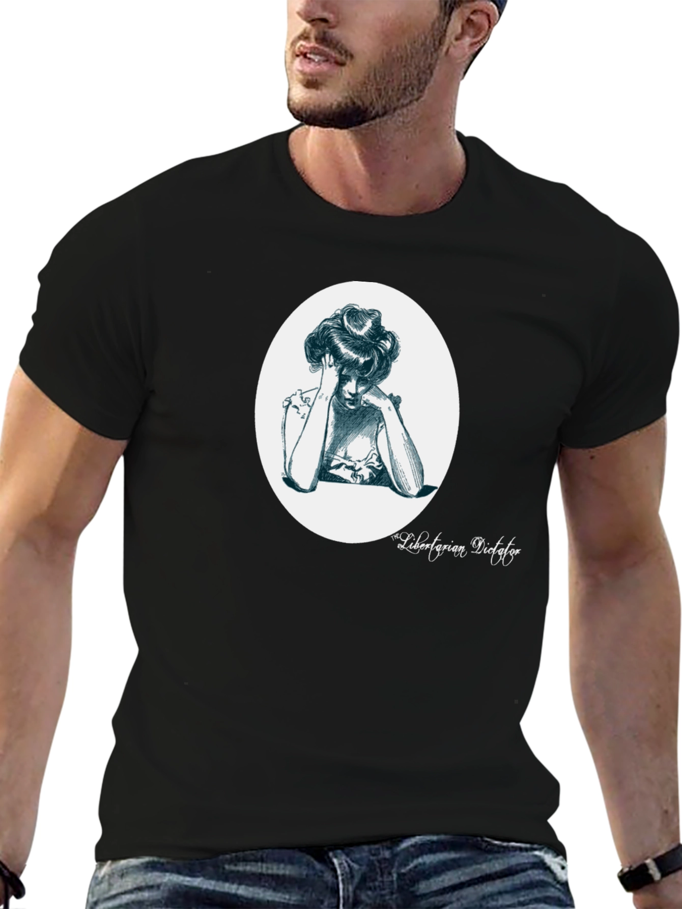 Black Libertarian Dictator Graphic T-Shirt view 6