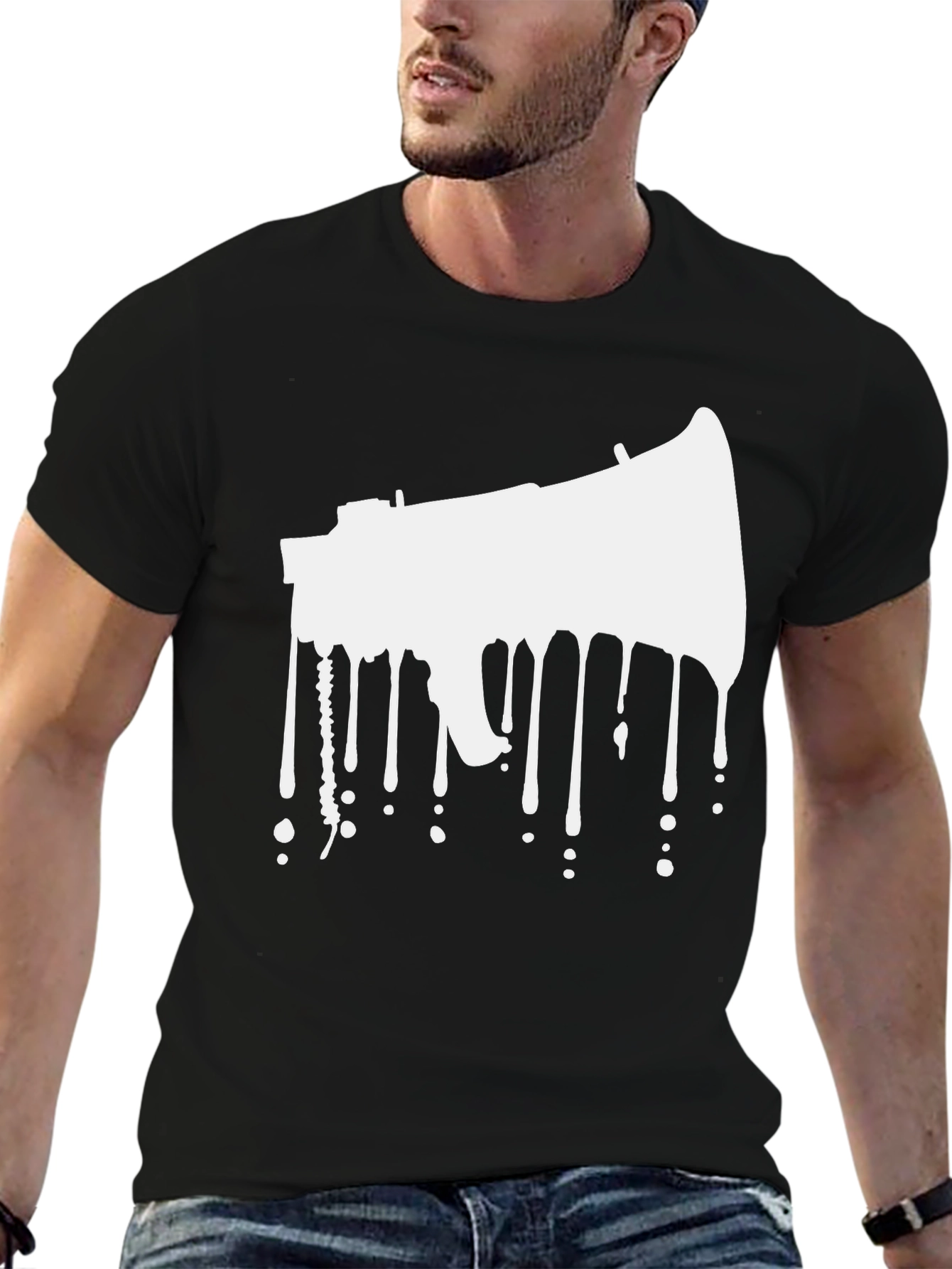 Black Dripping Megaphone Graphic Tee - Black view 6