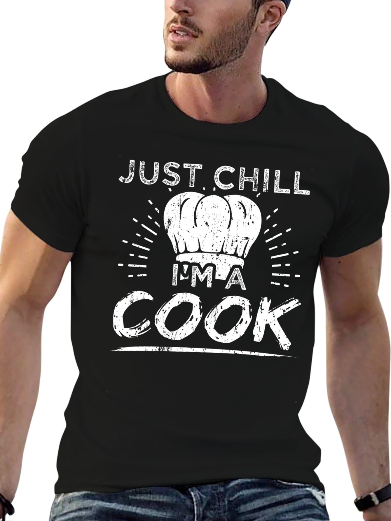 Black Just Chill I'm A Cook Black T-Shirt view 6