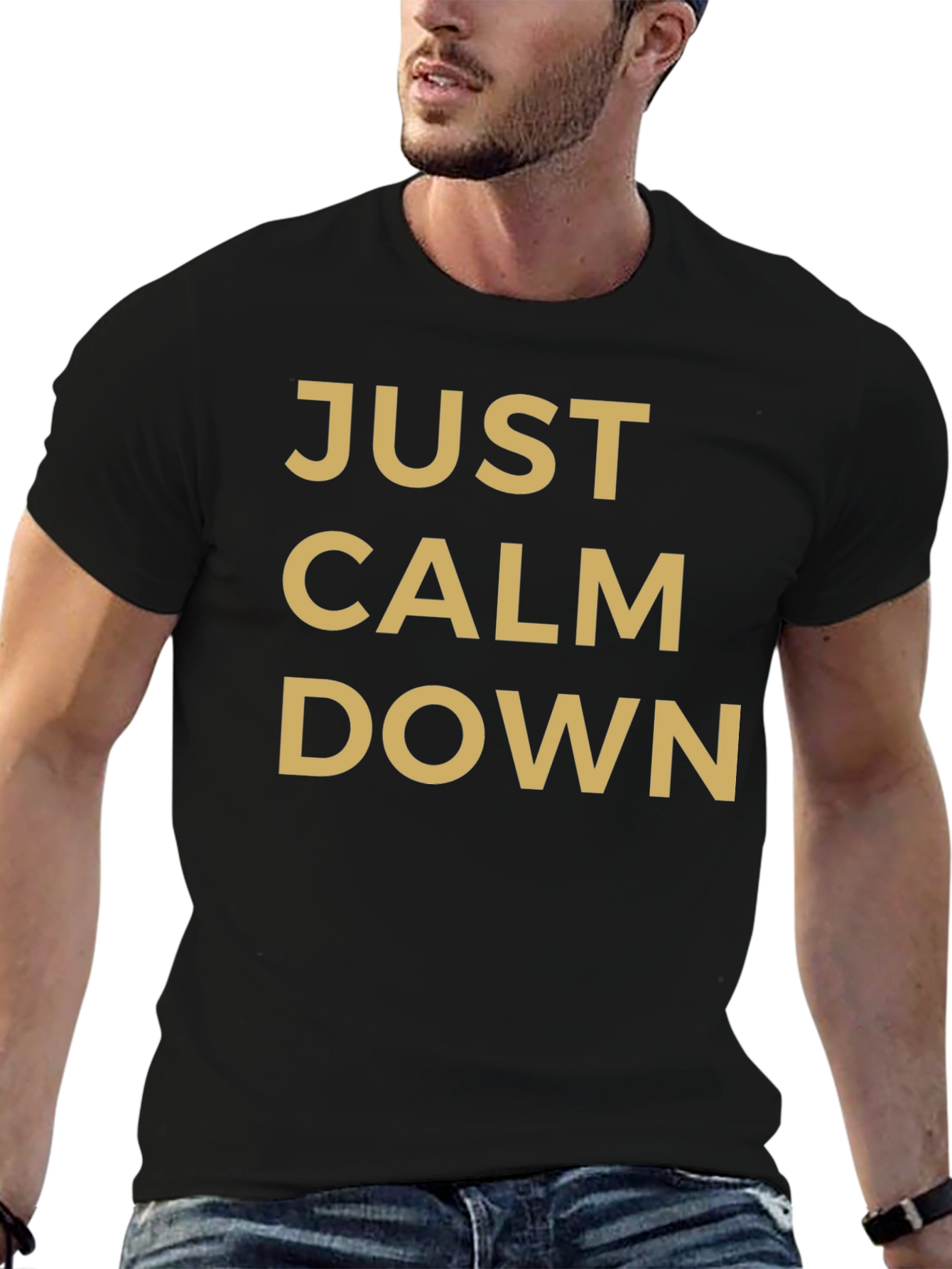 Black Just Calm Down Graphic Tee - Mens view 6