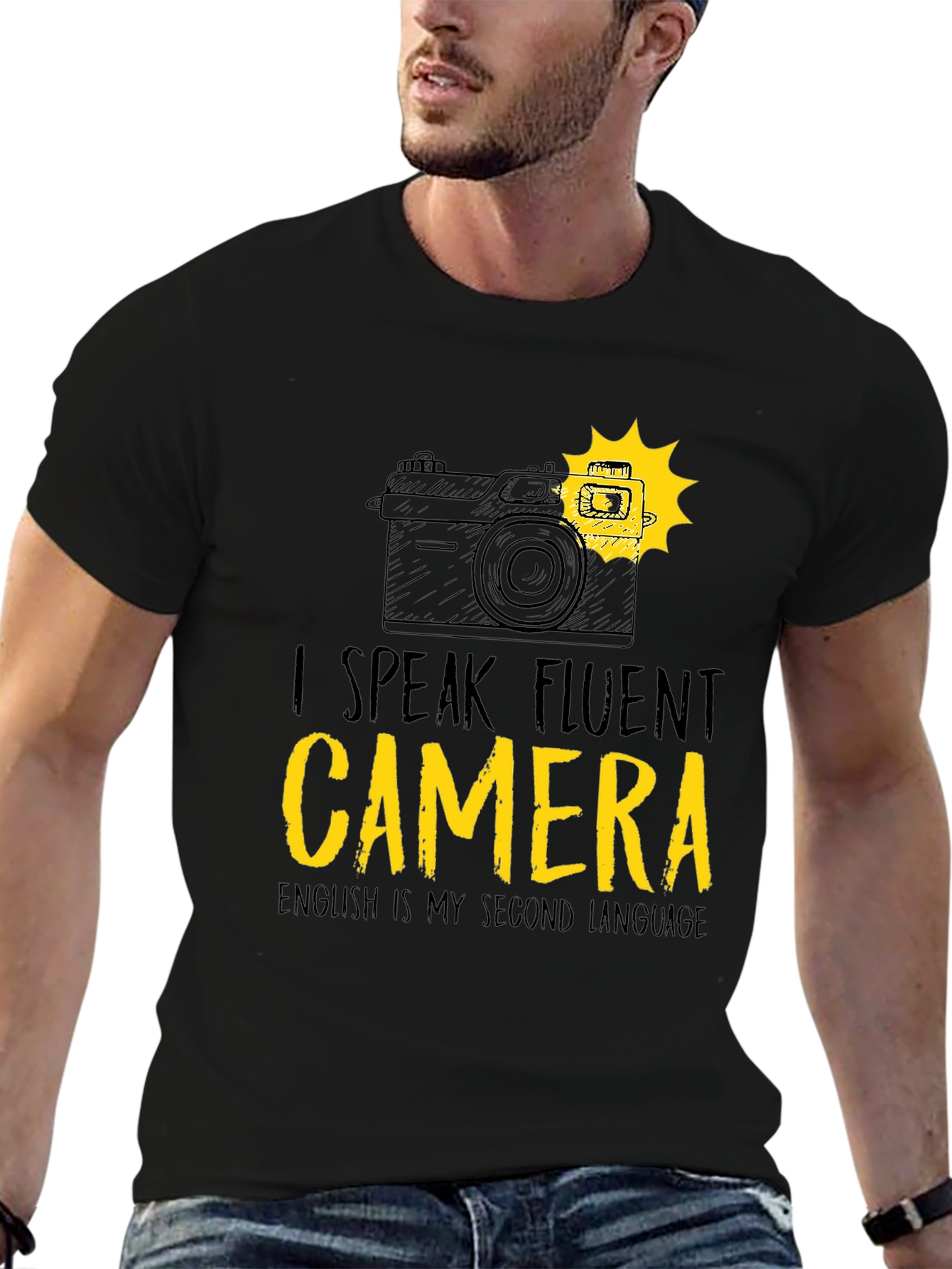 Black Fluent Camera T-Shirt - Photographer's Tee view 6