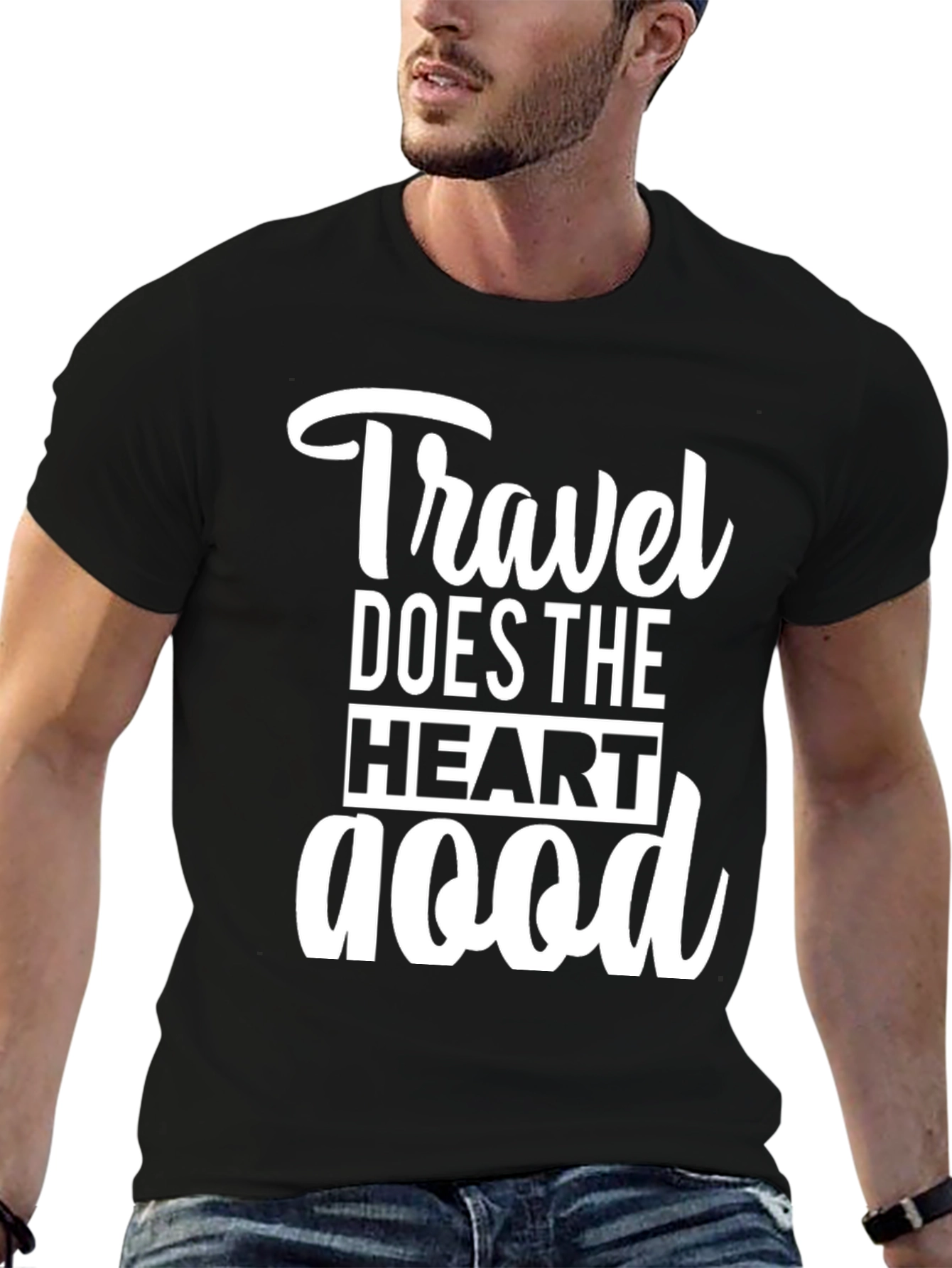 Black Travel Does the Heart Good Black Graphic Tee view 6