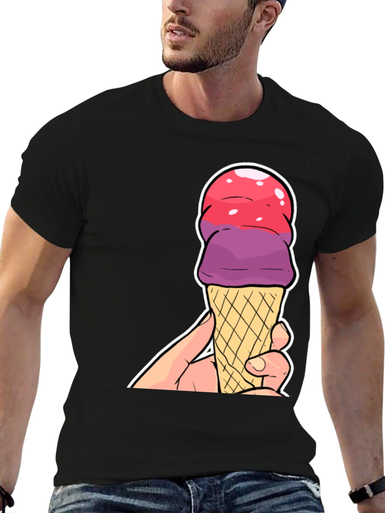 Black Ice Cream Cone Graphic T-Shirt view 6