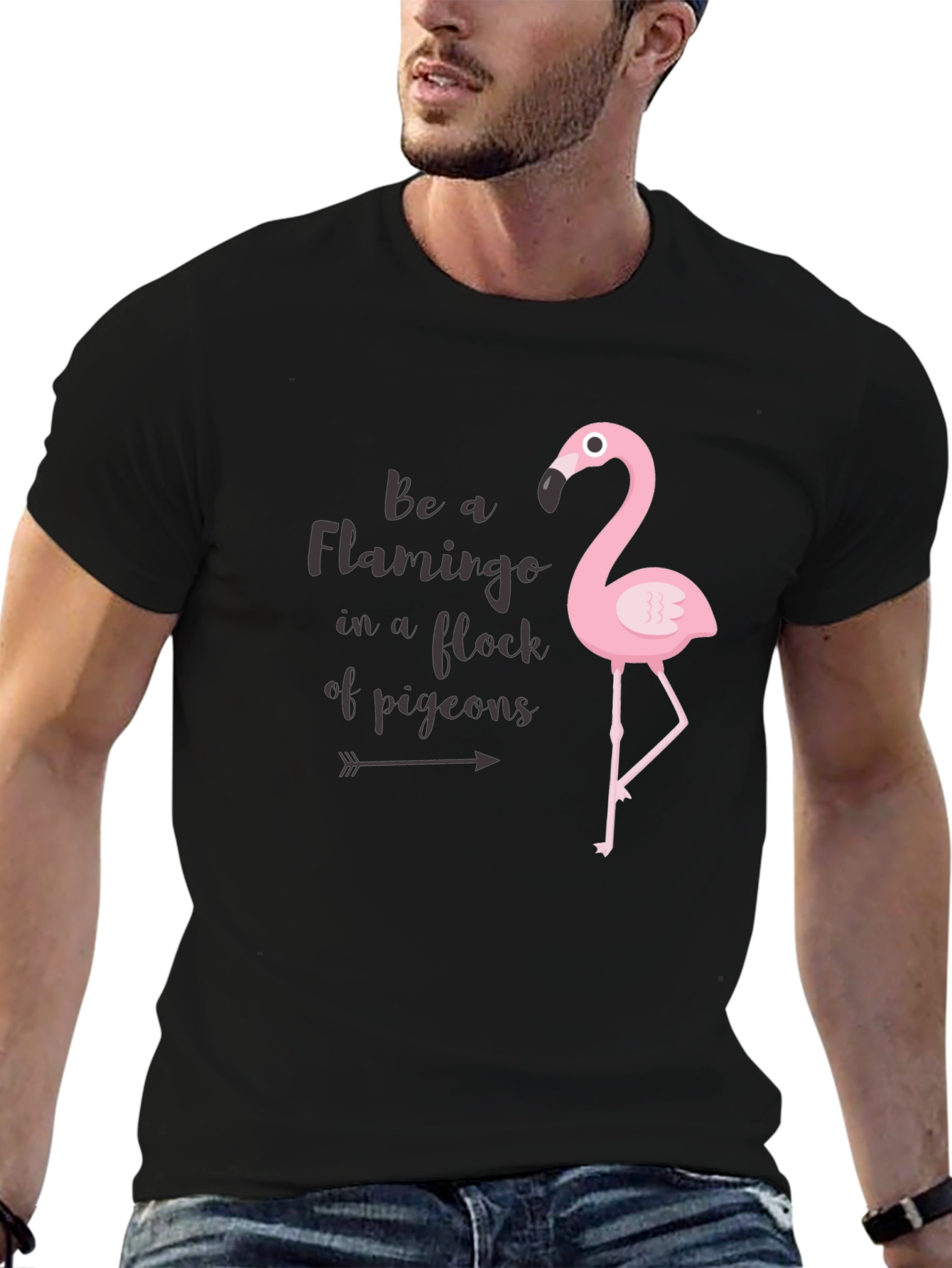 Black Be a Flamingo Black Graphic Tee view 6