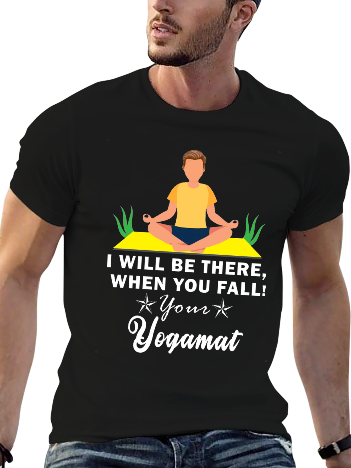 Black Yoga Mat T-Shirt - Funny Yogi Gift view 6