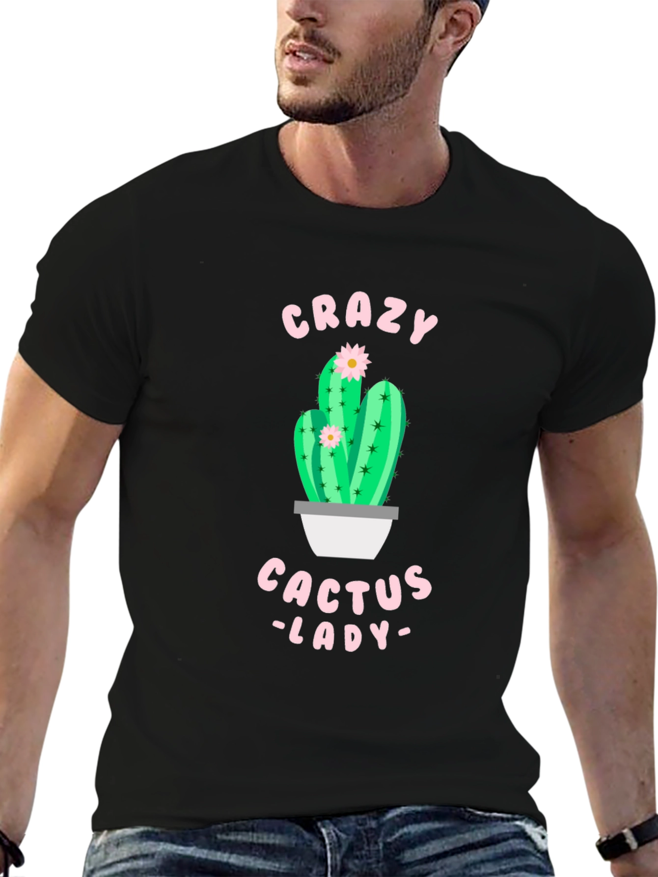 Black Crazy Cactus Lady Black T-Shirt view 6