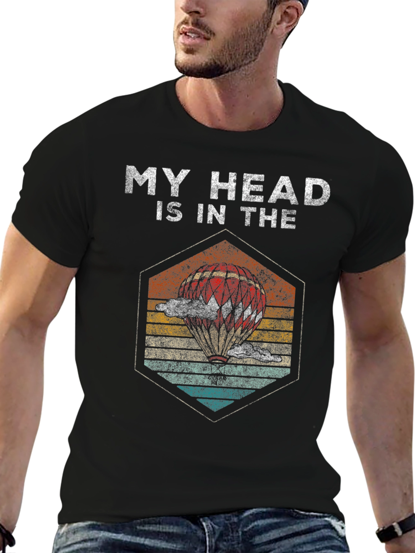 Black My Head Is In The Clouds T-Shirt Balloon Design view 6