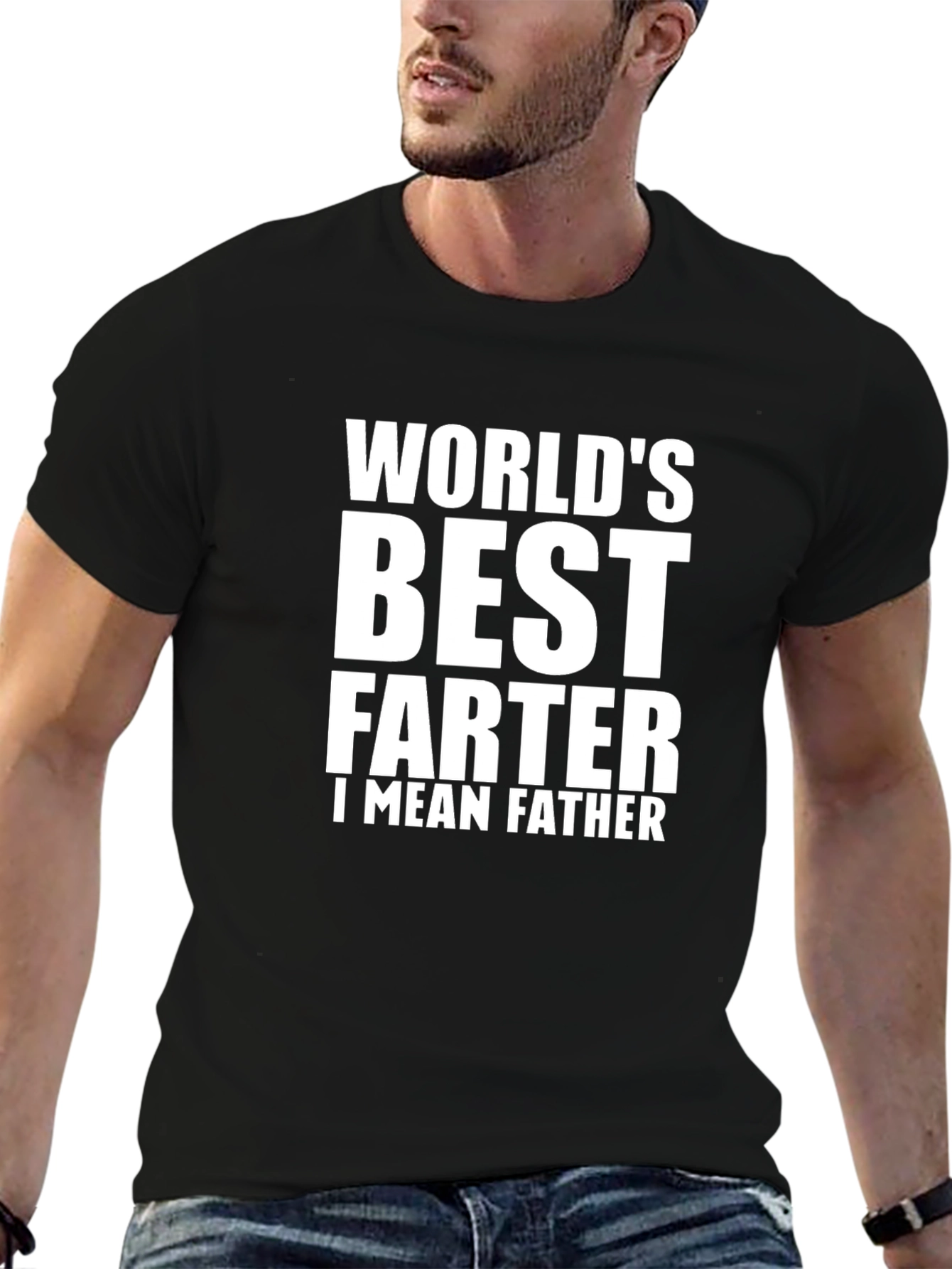 Black World's Best FARTER I MEAN FATHER Black T-Shirt view 6