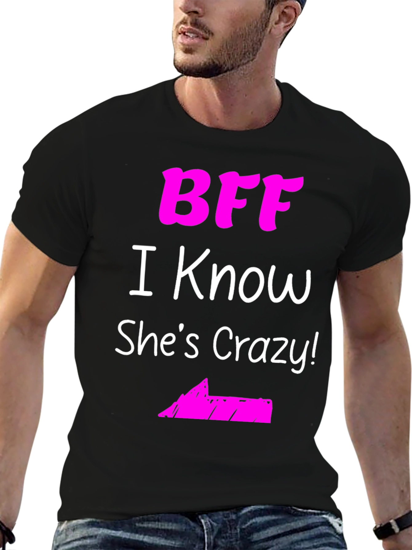 Black BFF She's Crazy! Black Graphic Tee view 6
