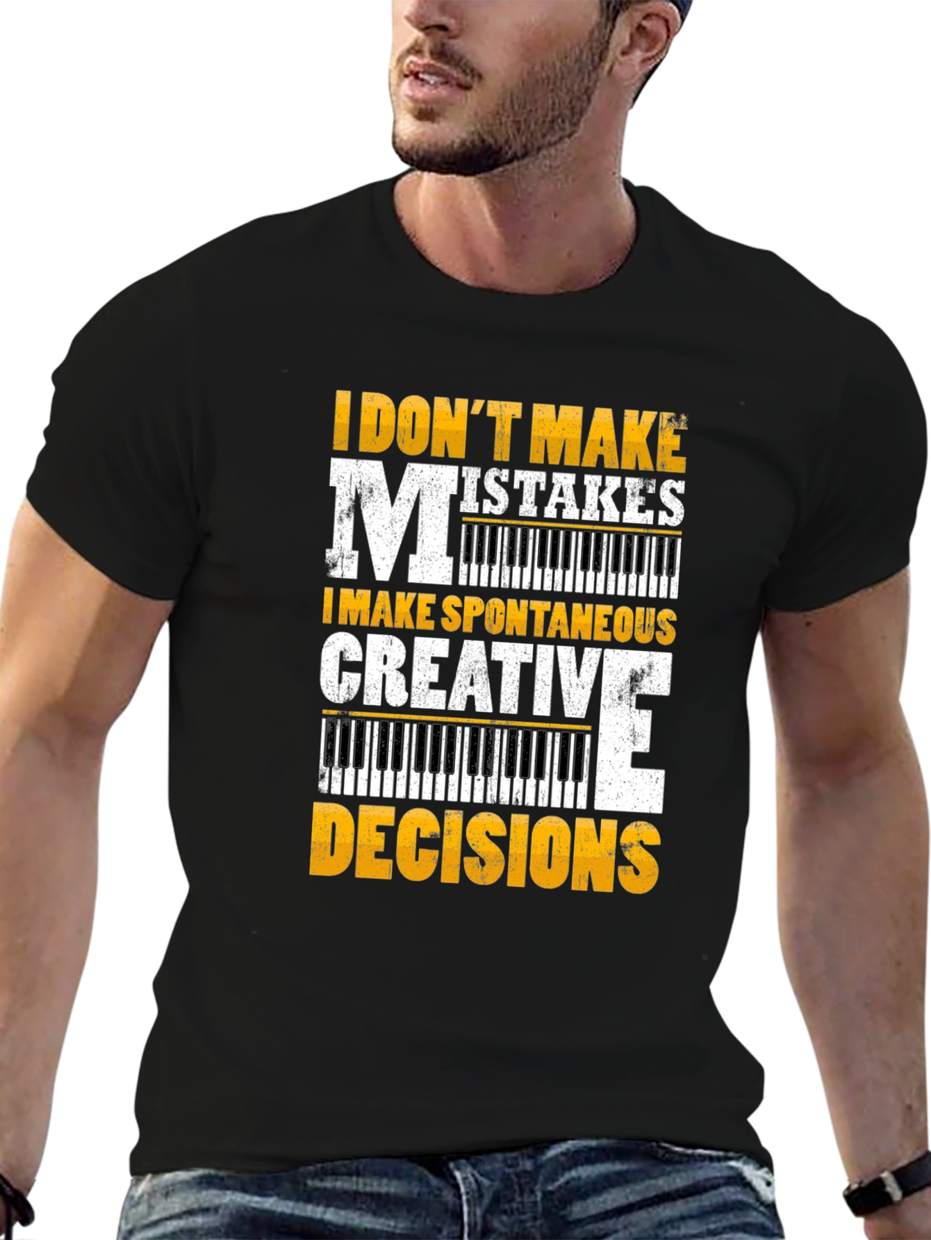 Black Funny Musician T-Shirt: I Don't Make Mistakes view 6