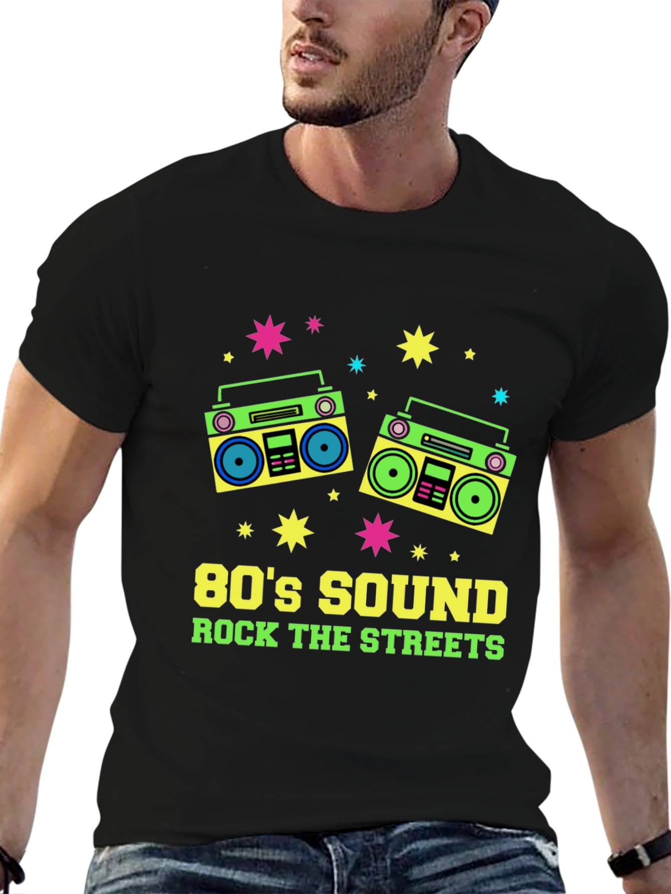 Black 80's Sound Retro Boombox Graphic Tee view 6