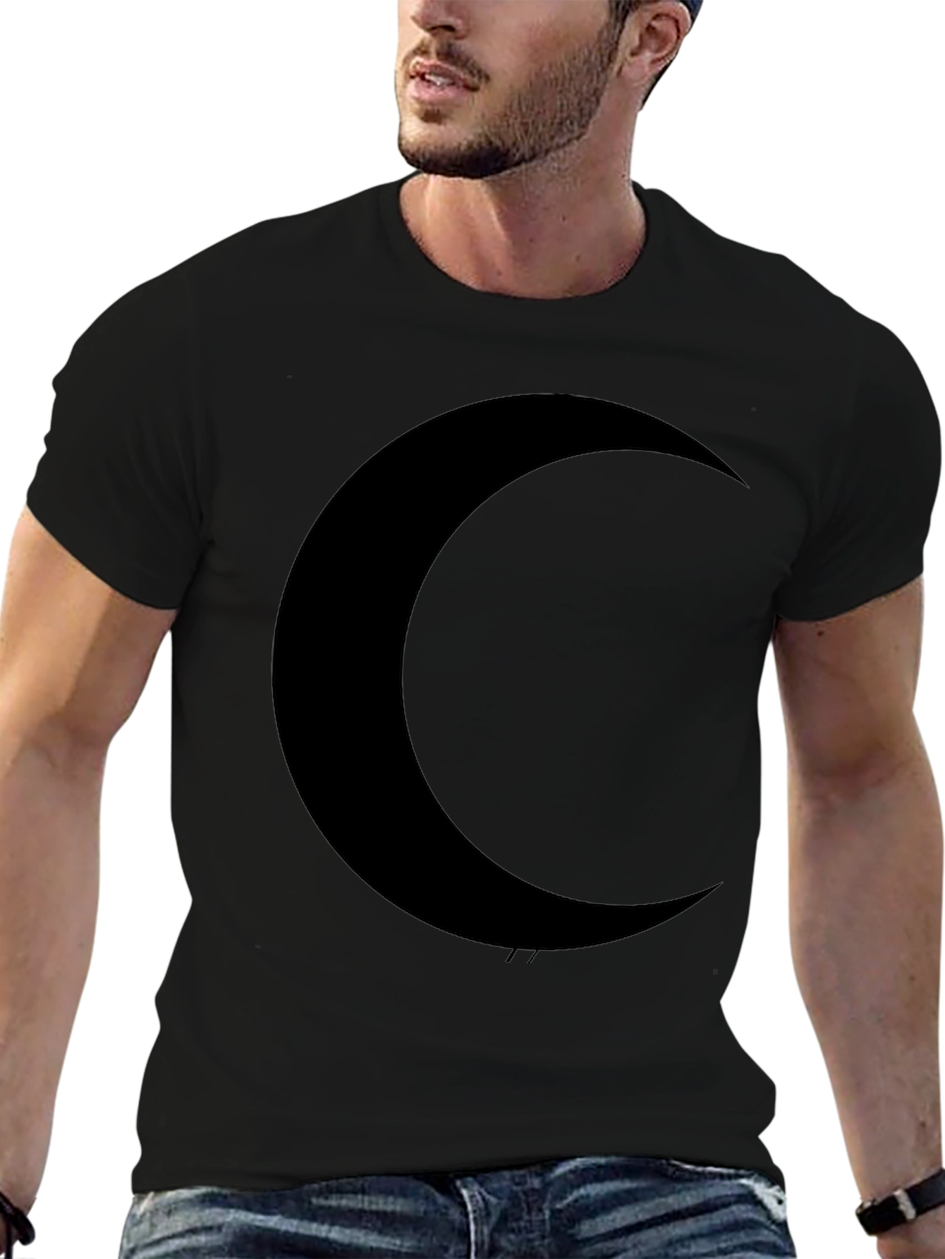 Black Midnight Moon Black T-Shirt - Stylish Crescent Graphic Tee view 6