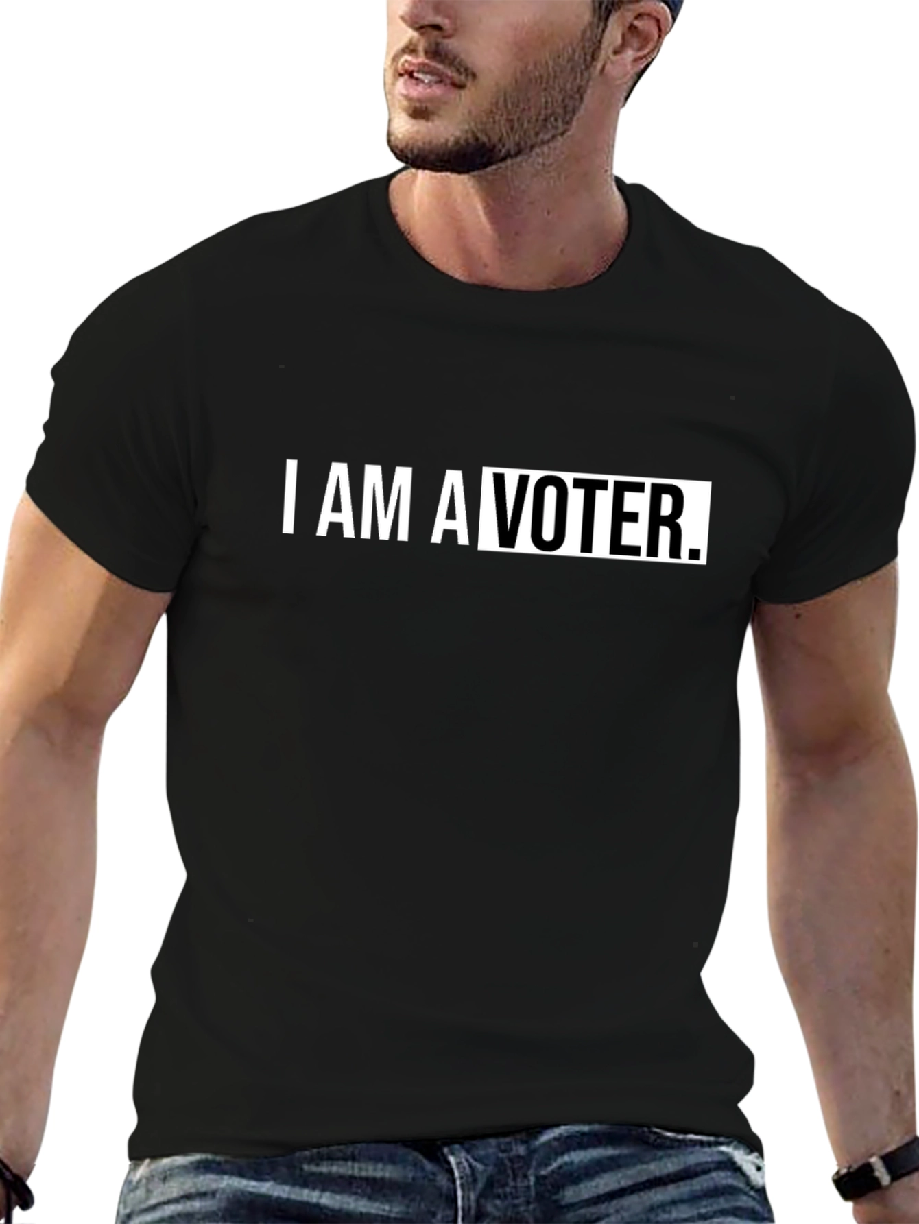 Black I am a Voter Black T-Shirt view 6