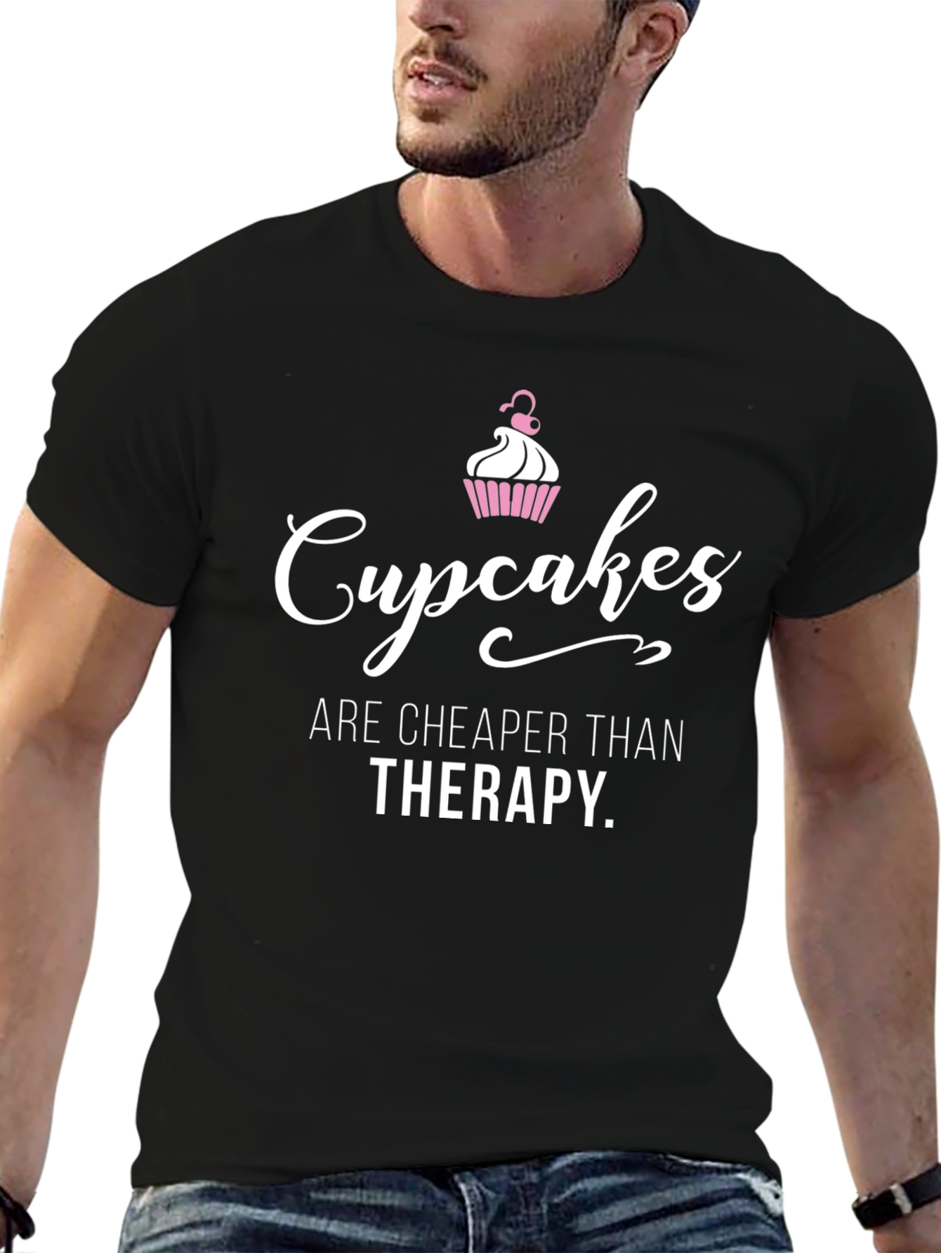 Black Cupcakes Cheaper Than Therapy Graphic Tee view 6