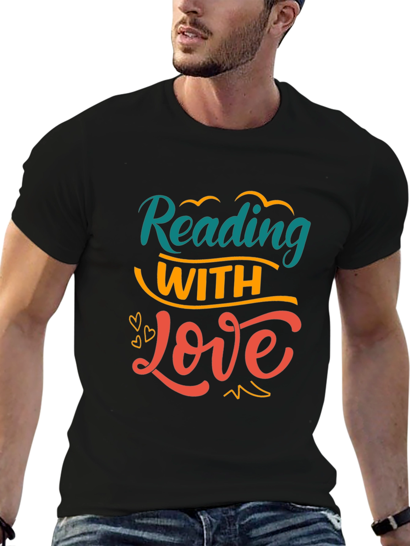 Black Reading with Love Graphic Tee view 6