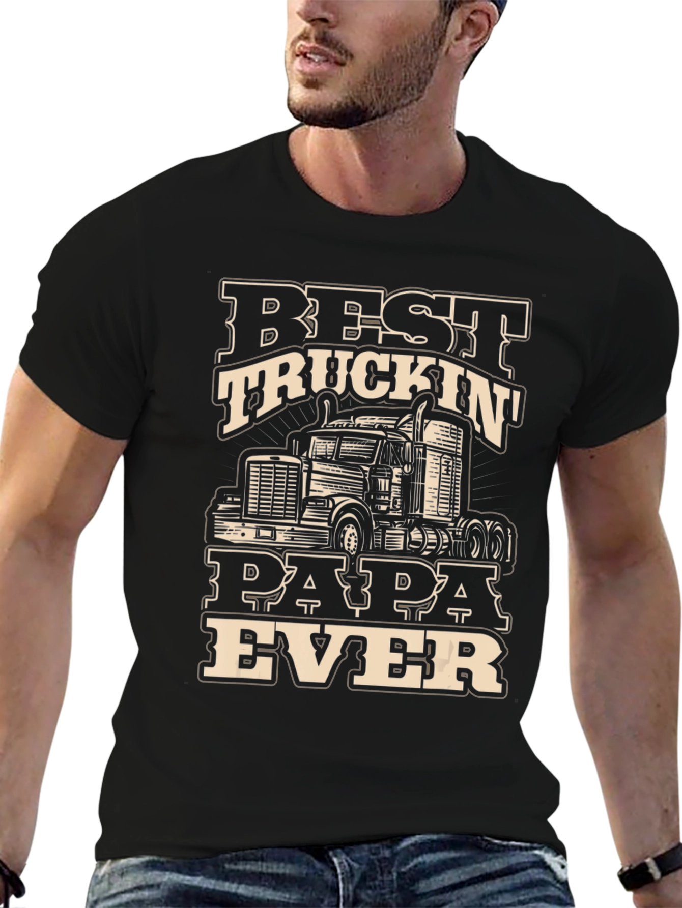 Black Best Truckin' Papa Ever T-Shirt view 6