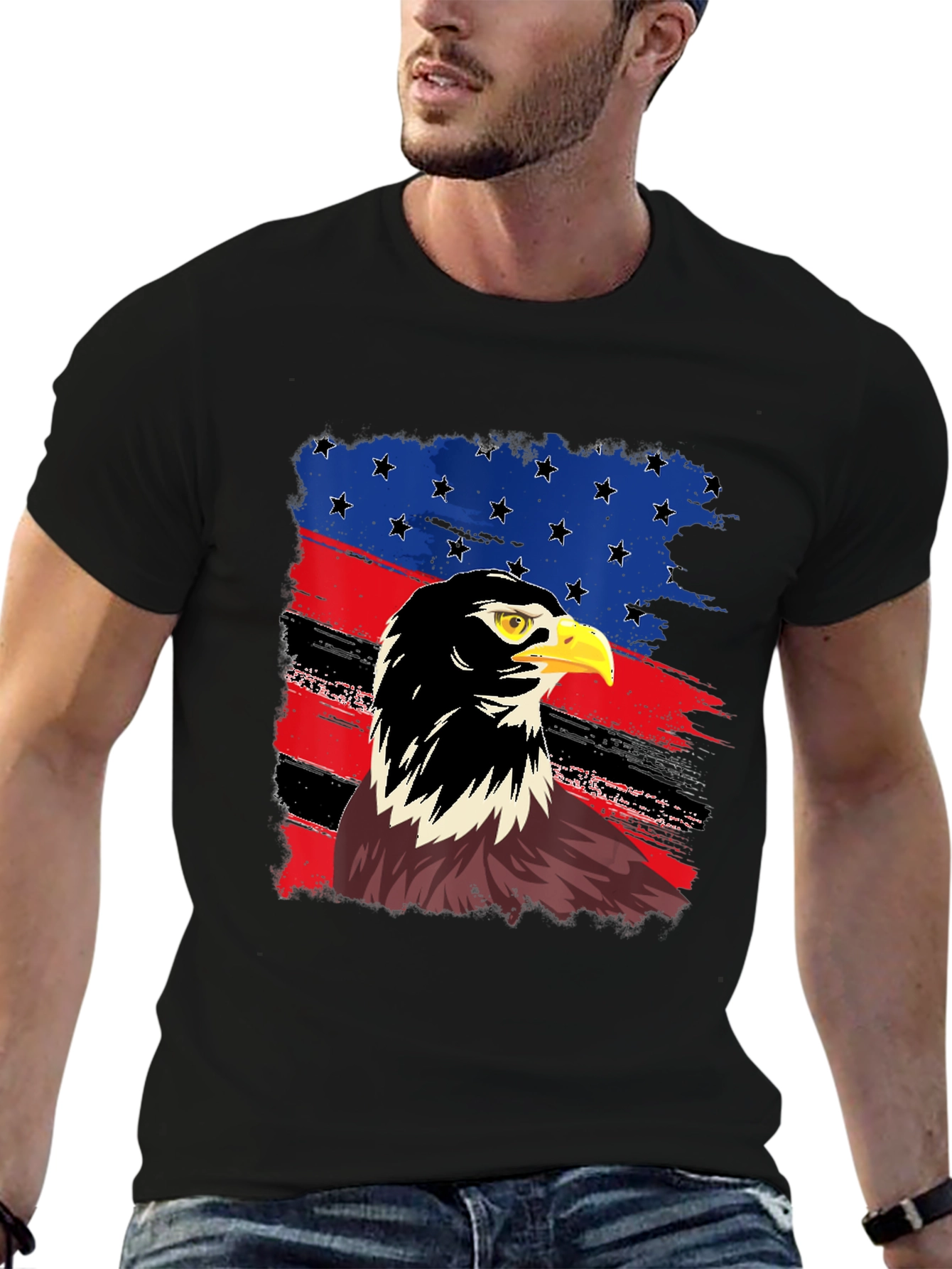 Black American Eagle Flag Graphic T-Shirt view 6