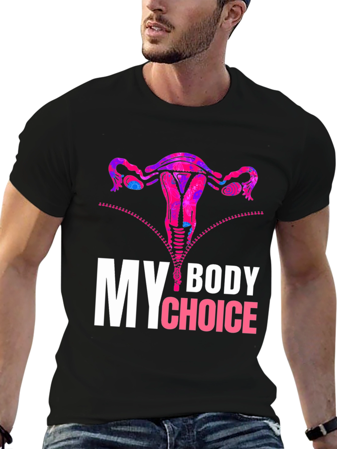 Black My Body My Choice Uterus Graphic Tee view 6