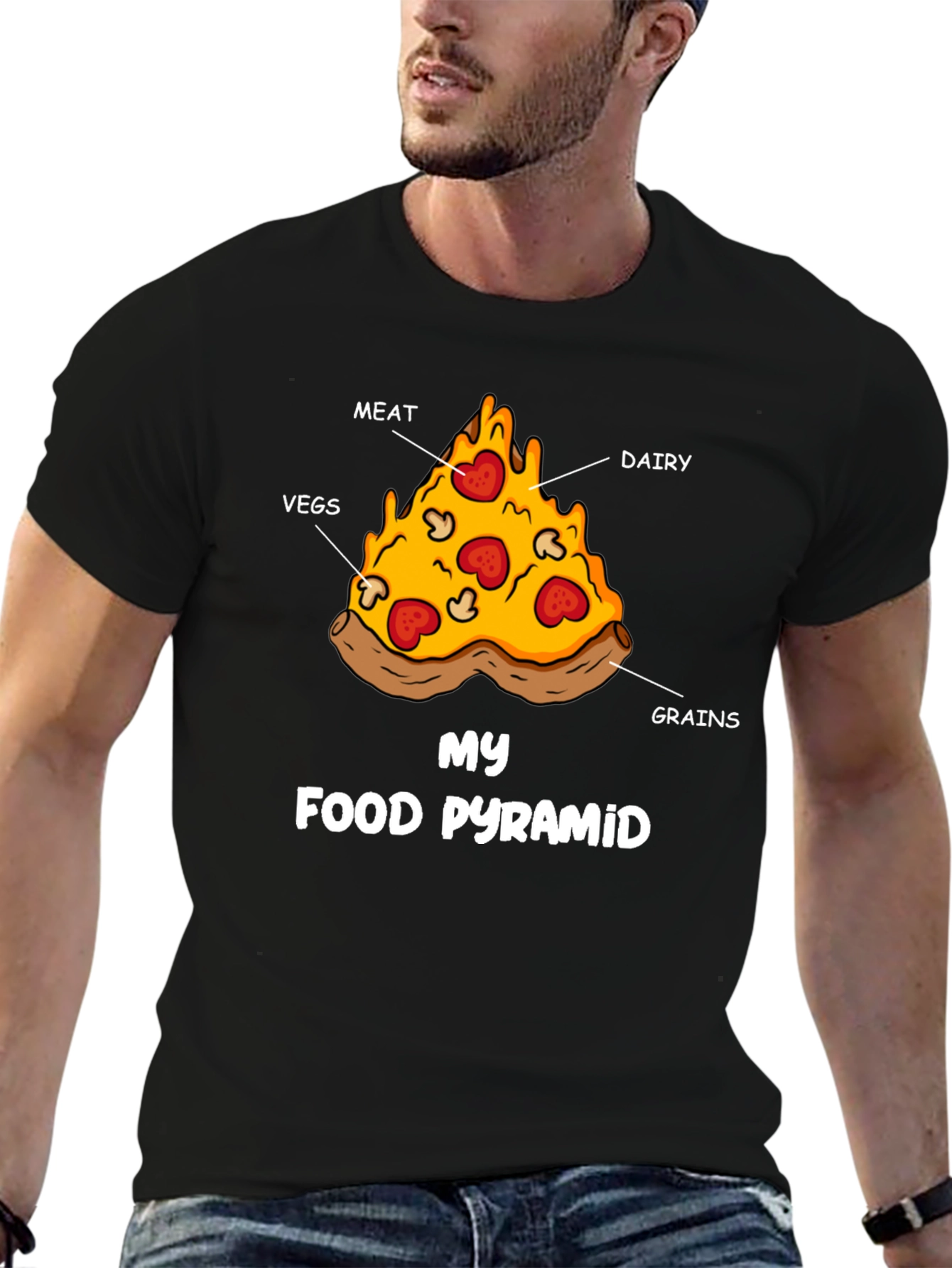 Pizza Food Pyramid Graphic T-Shirt - Funny Foodie Tee - 6