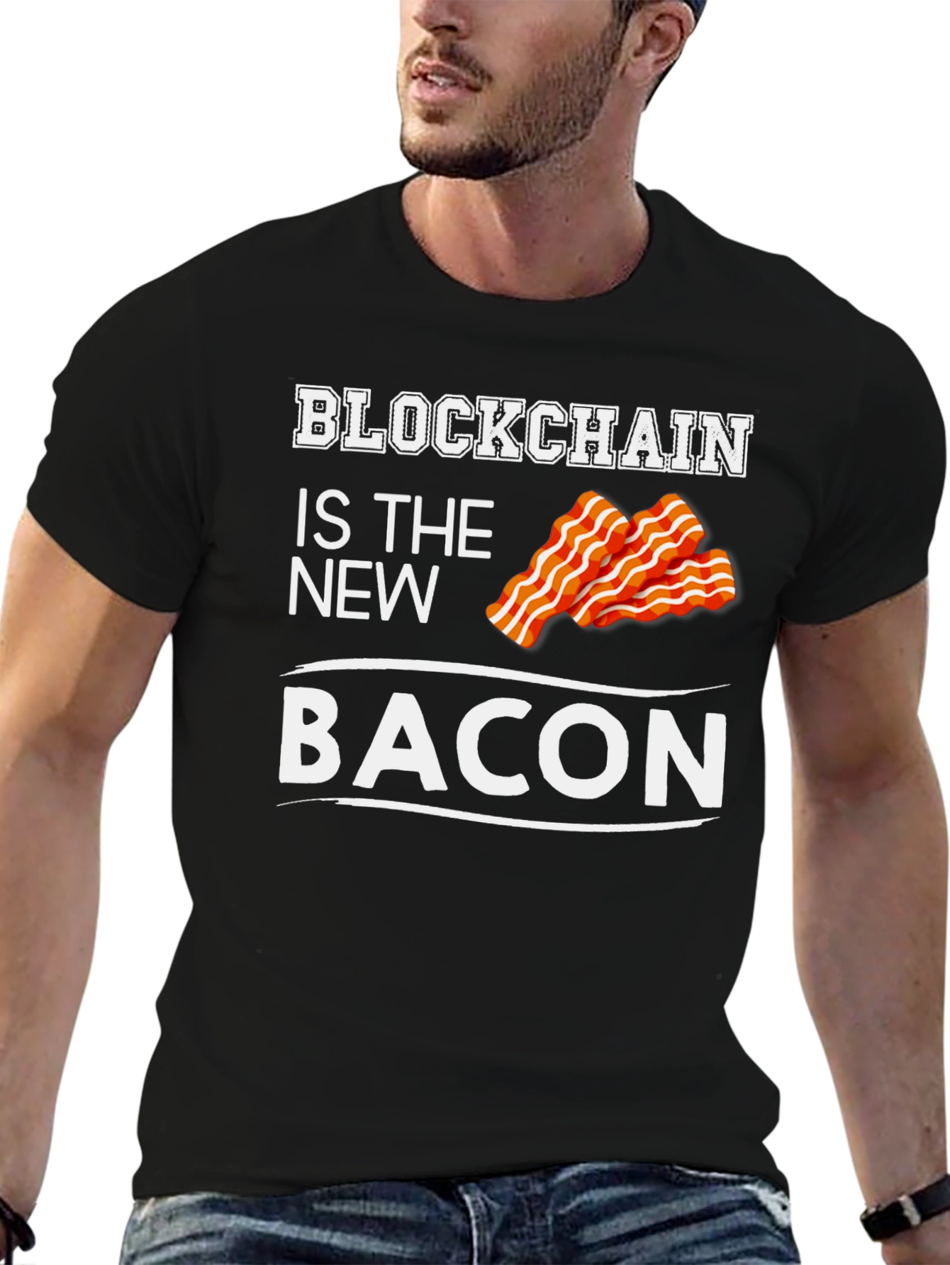 Black Blockchain is the New Bacon Graphic T-Shirt view 6