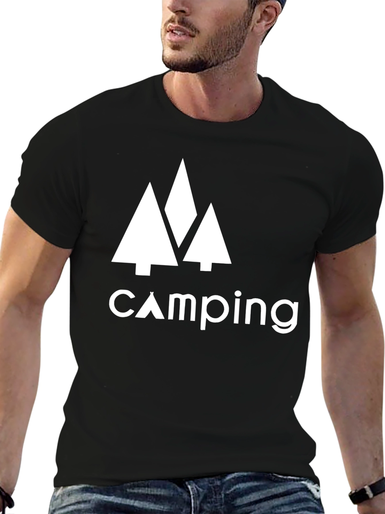 Black Camping Trees Graphic Tee - Adventure Awaits! view 6